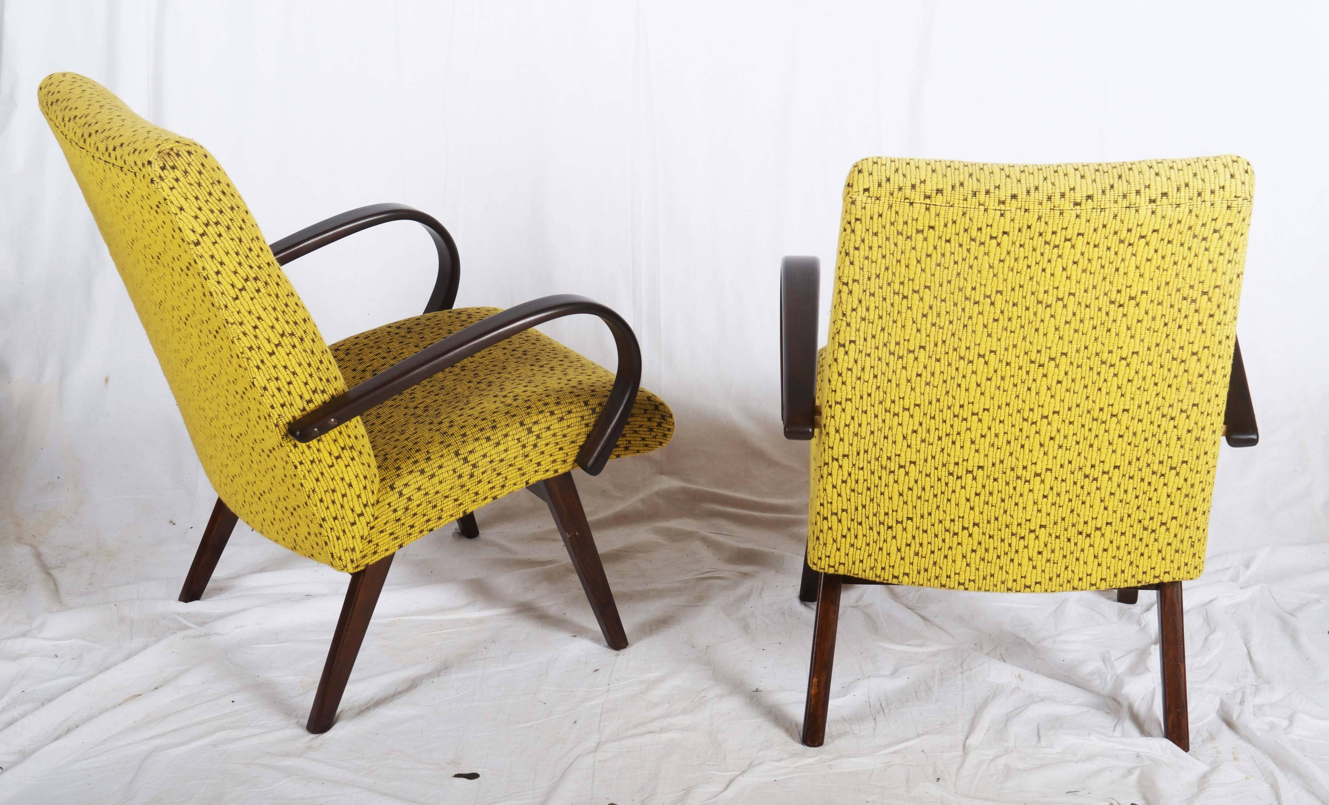 Mid-Century Modern Pair of Mid-Century Czech Armchairs For Sale