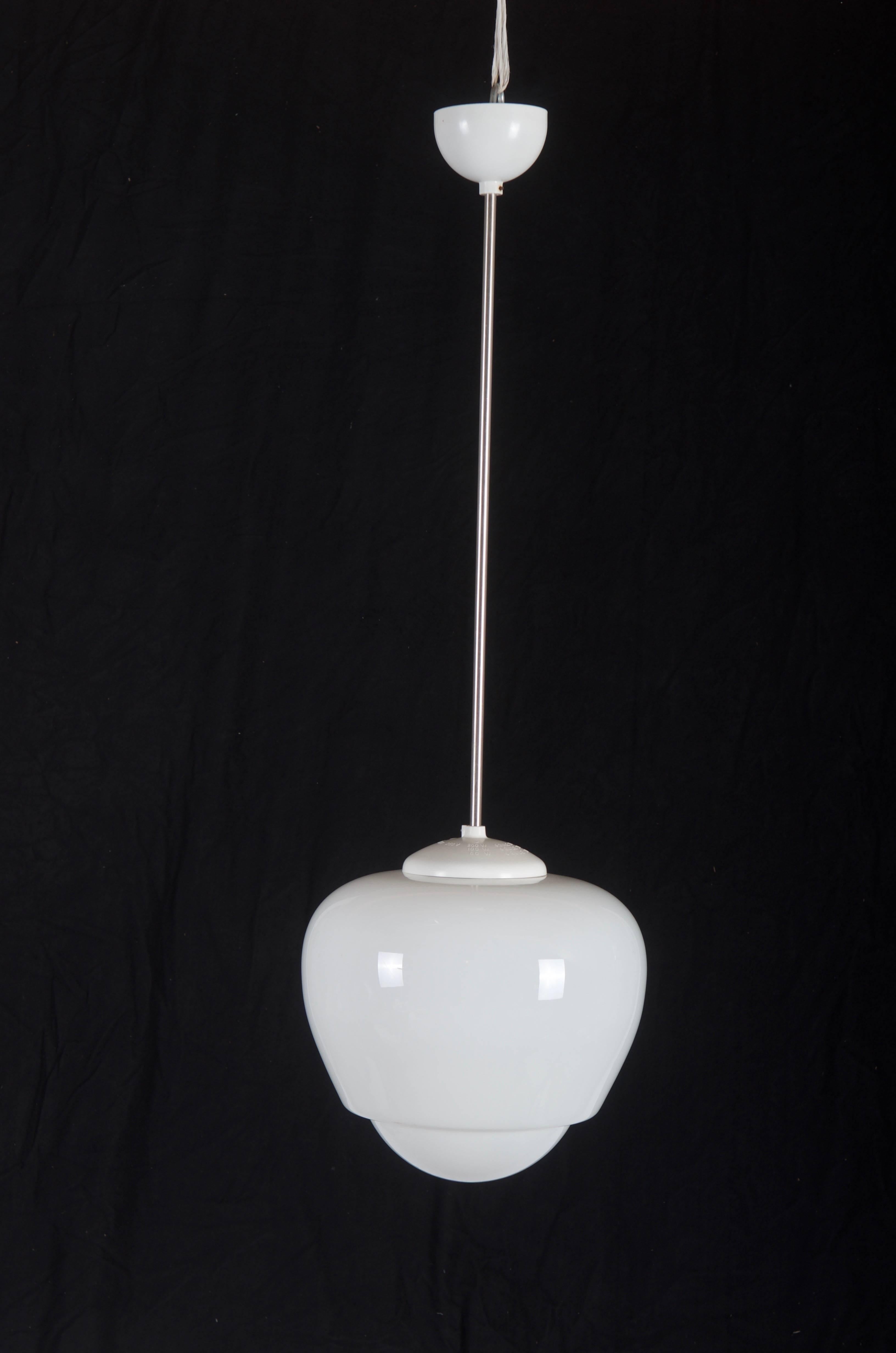 Czech Bauhaus Opaline Pendant Lamp For Sale