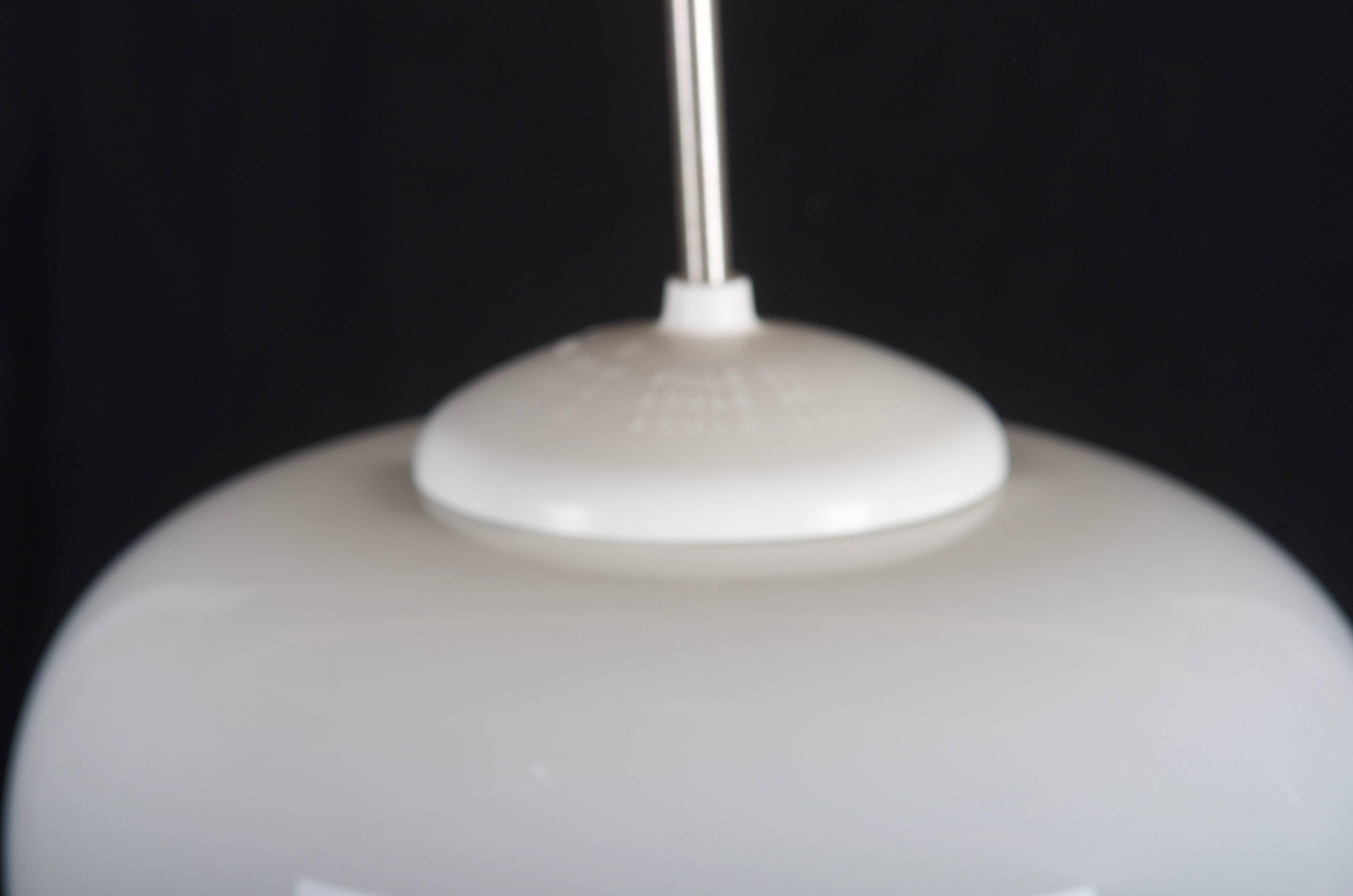 Steel Bauhaus Opaline Pendant Lamp For Sale
