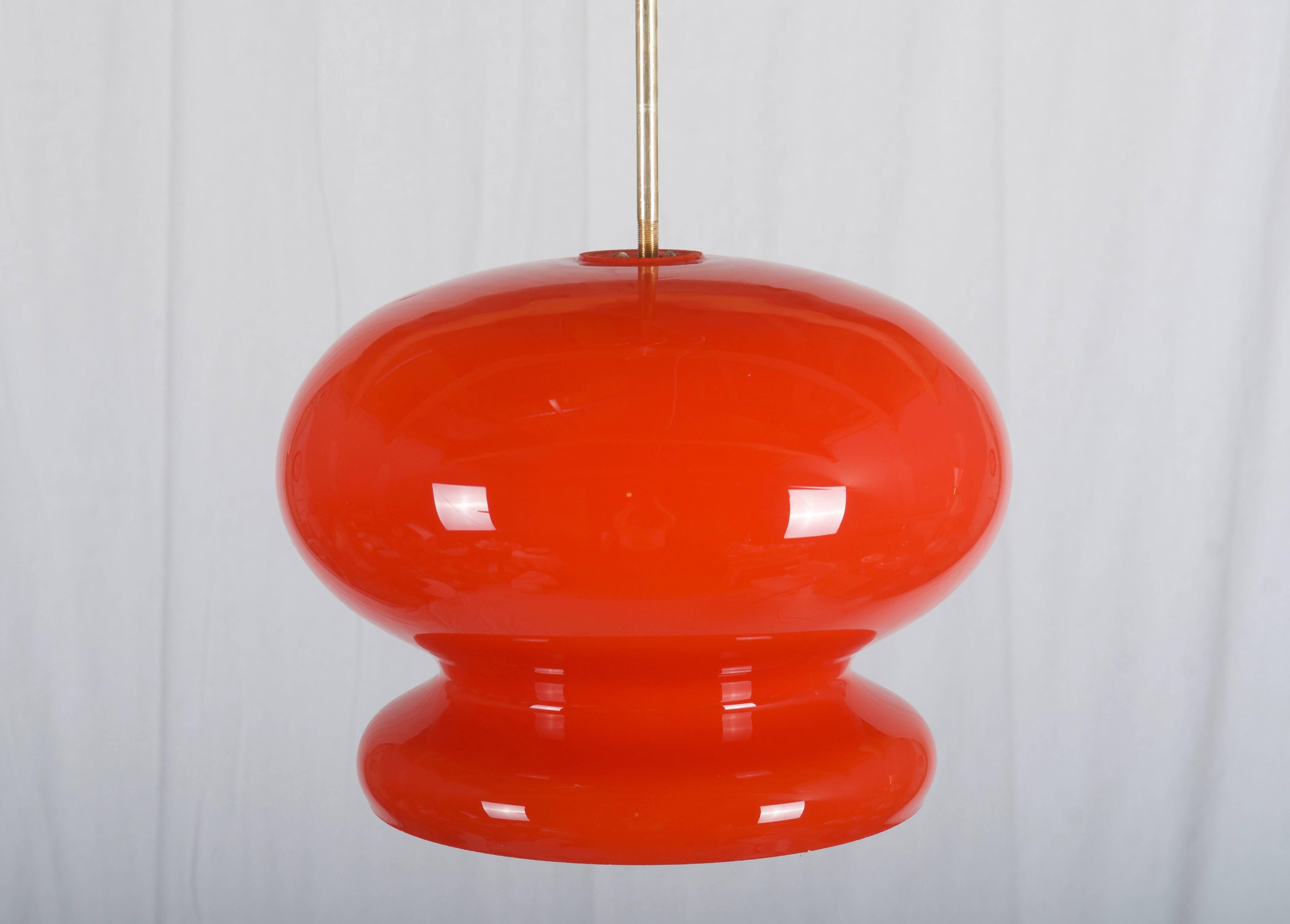Mid-20th Century Large Mid-Century Glass Pendant For Sale