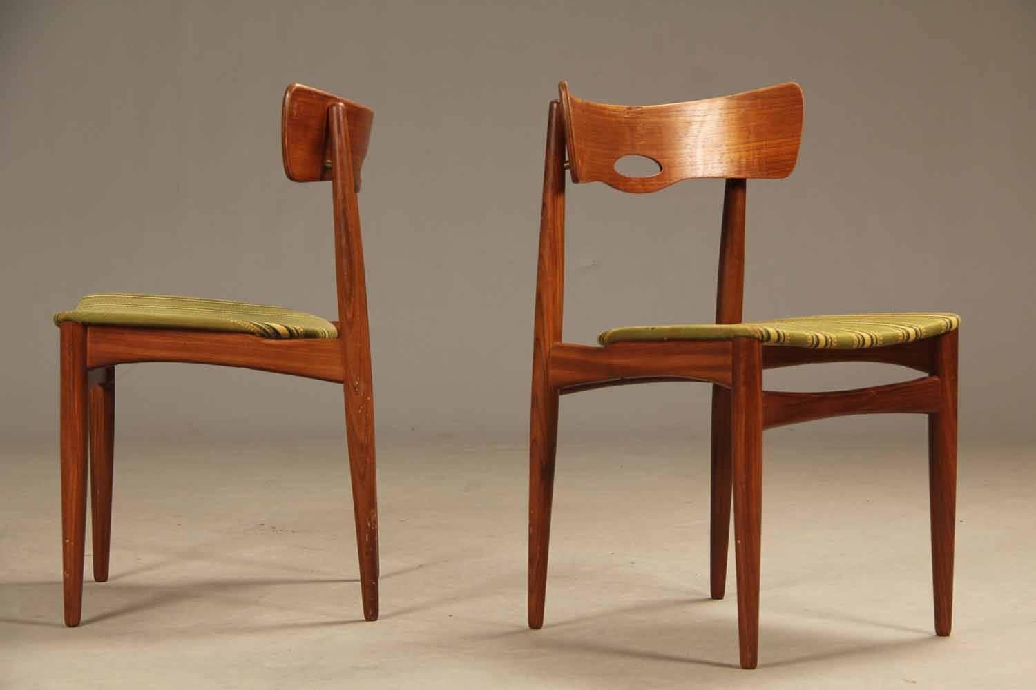 Scandinavian Modern Rare Set of Six Danish Teak Chair by Bramin