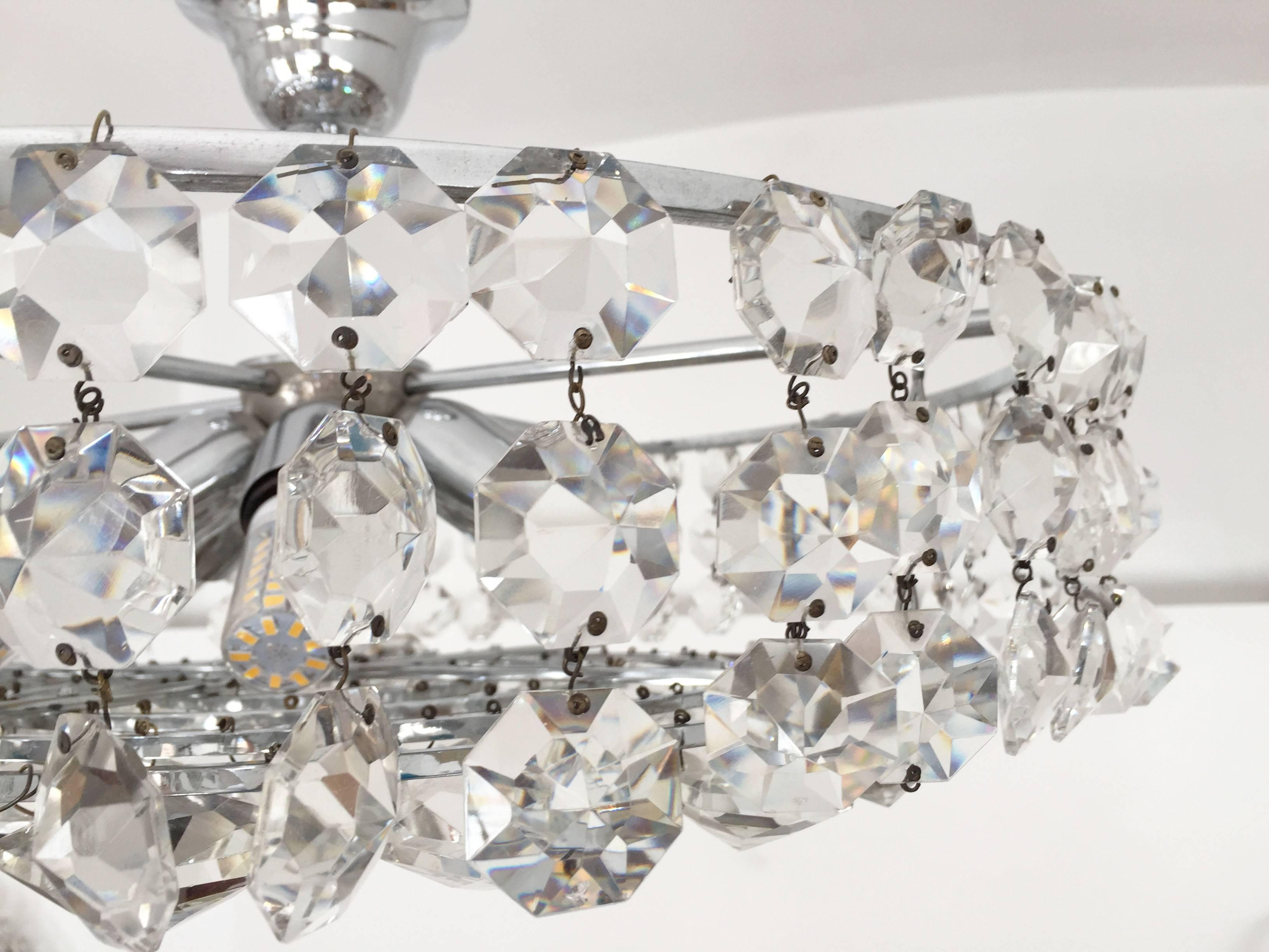 Mid-20th Century Austrian Cut Crystal Chandelier Attributed to Bakalowits and Soehne