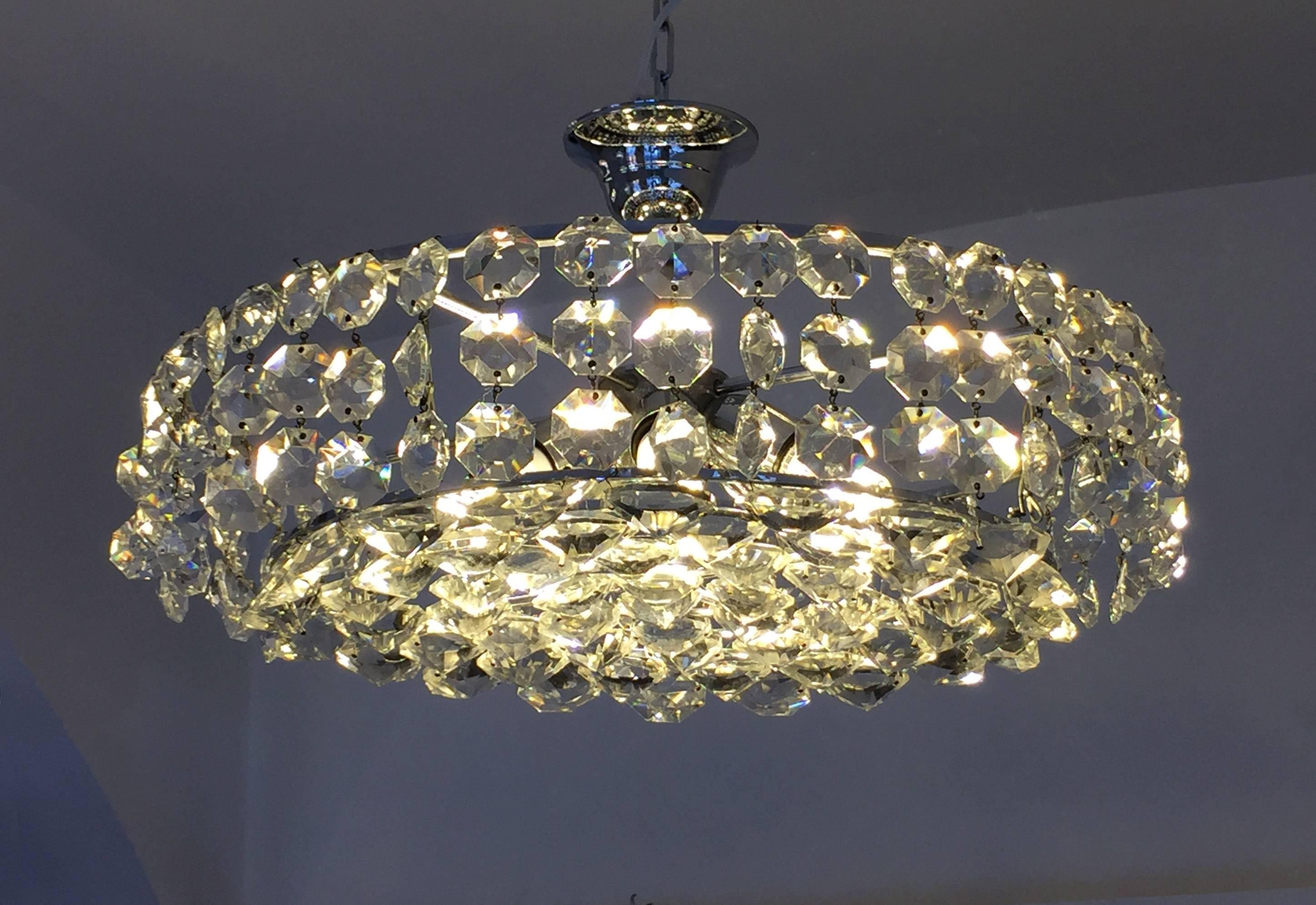 Austrian Cut Crystal Chandelier Attributed to Bakalowits and Soehne 1