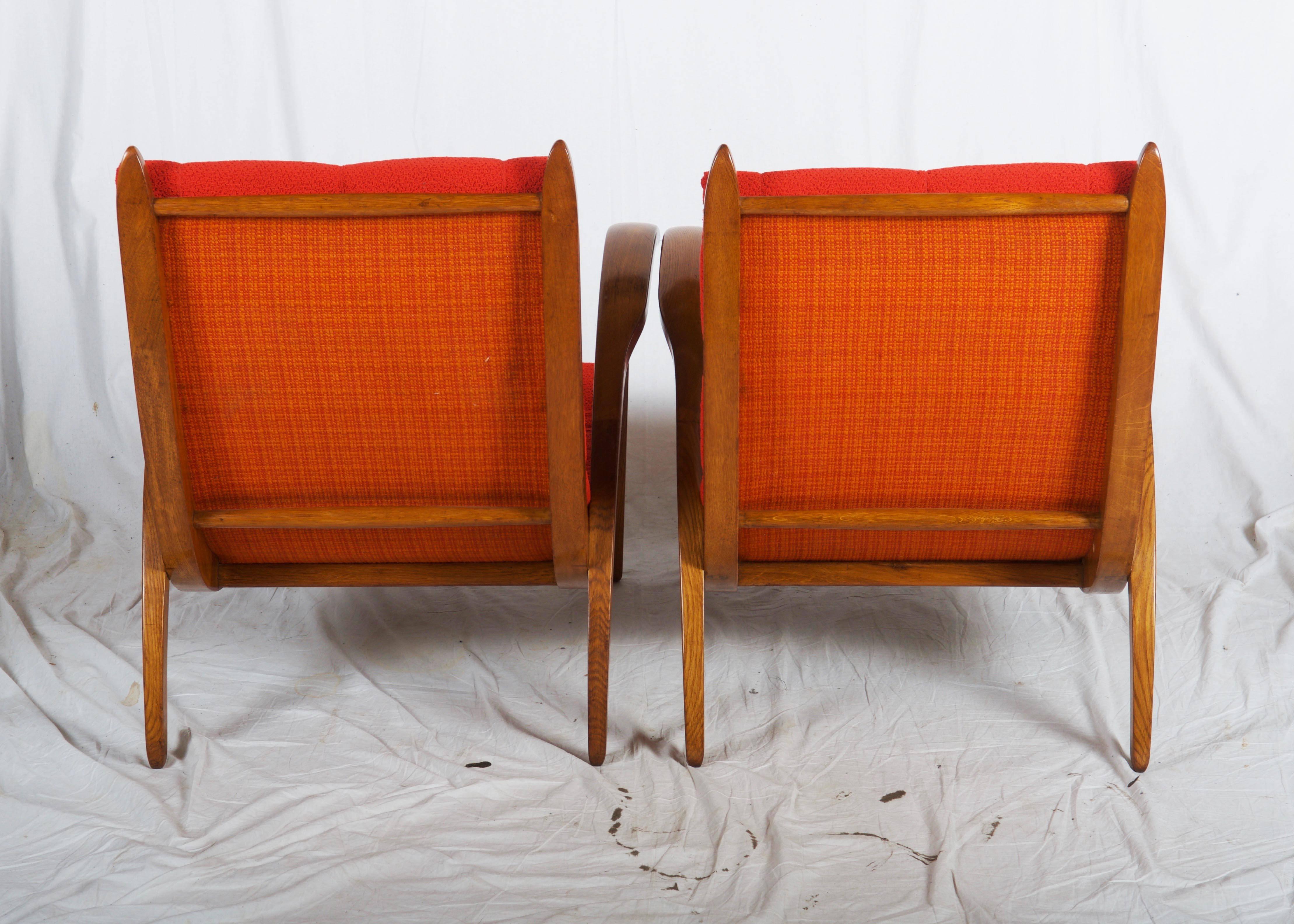 Upholstery Very Rare Pair of Mid-Century Armchairs Attributed to Up-Zavody Brno For Sale