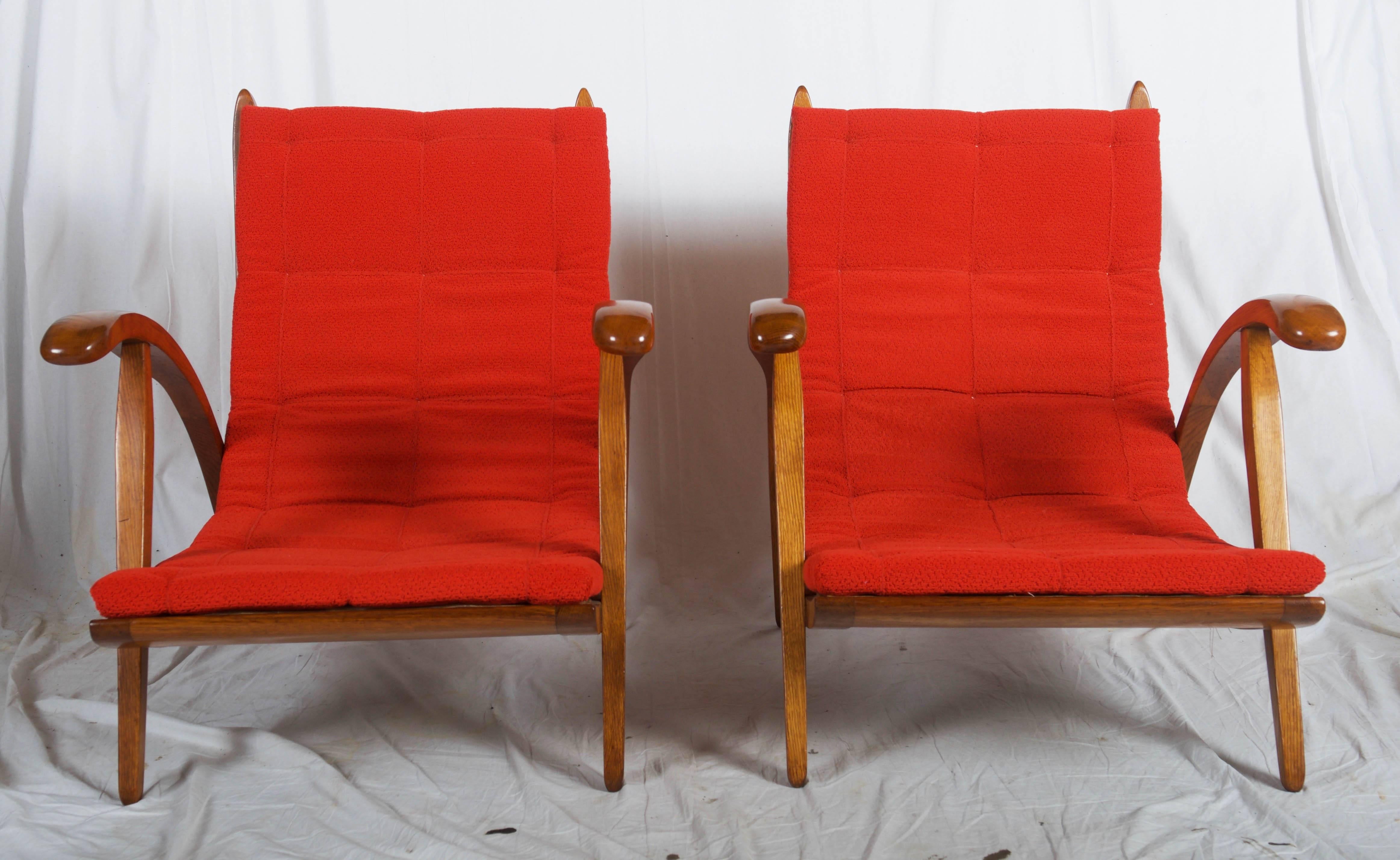 Mid-Century Modern Very Rare Pair of Mid-Century Armchairs Attributed to Up-Zavody Brno For Sale