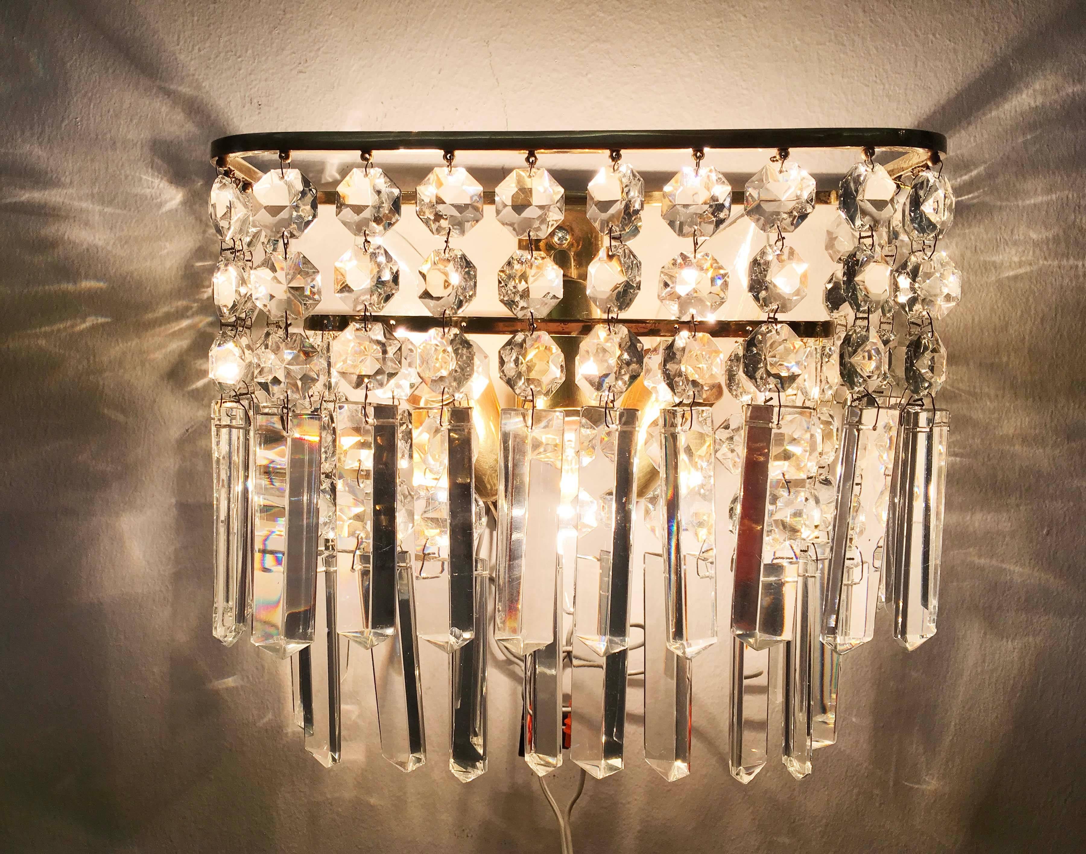 Pair of Austrian Crystal Sconces by Bakalowits and Sohne For Sale 2