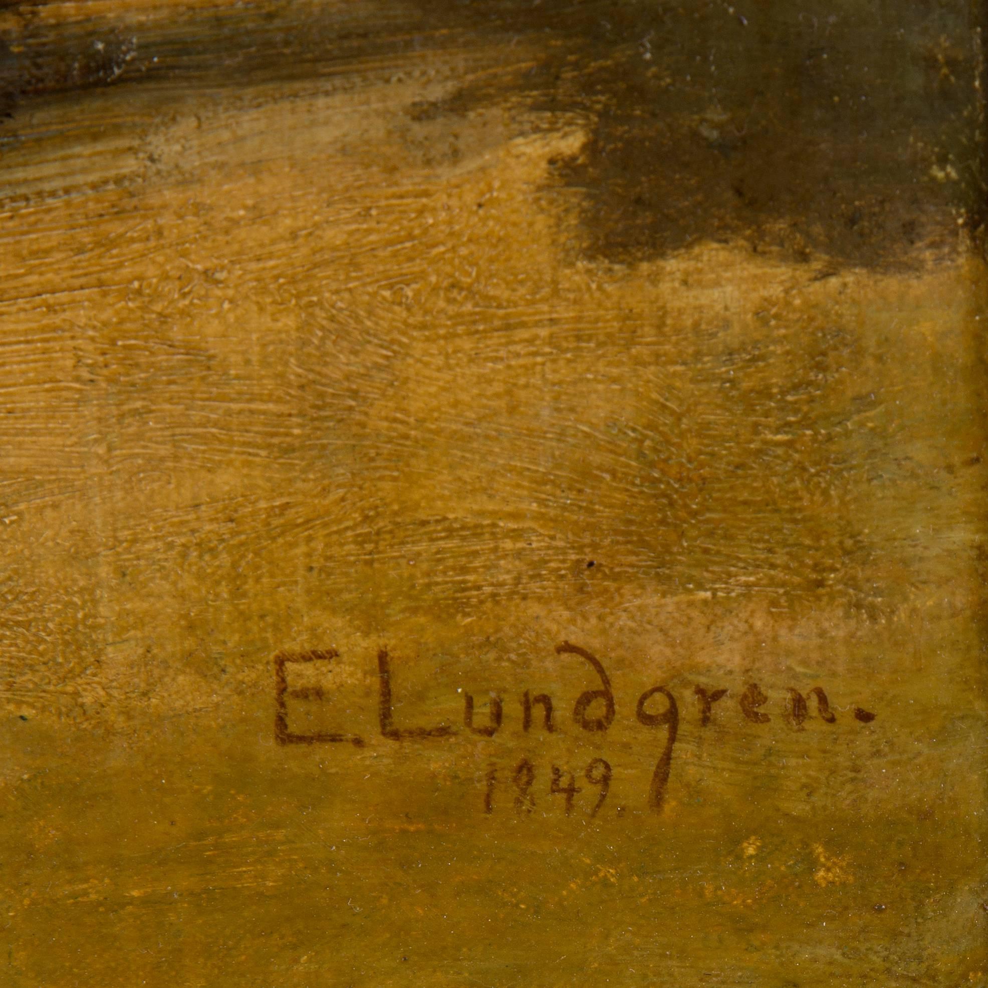 Egron Lundgren, Öl auf unterfütterter Leinwand, signiert und datiert 1849.
Abmessungen:
46 x 38 cm.