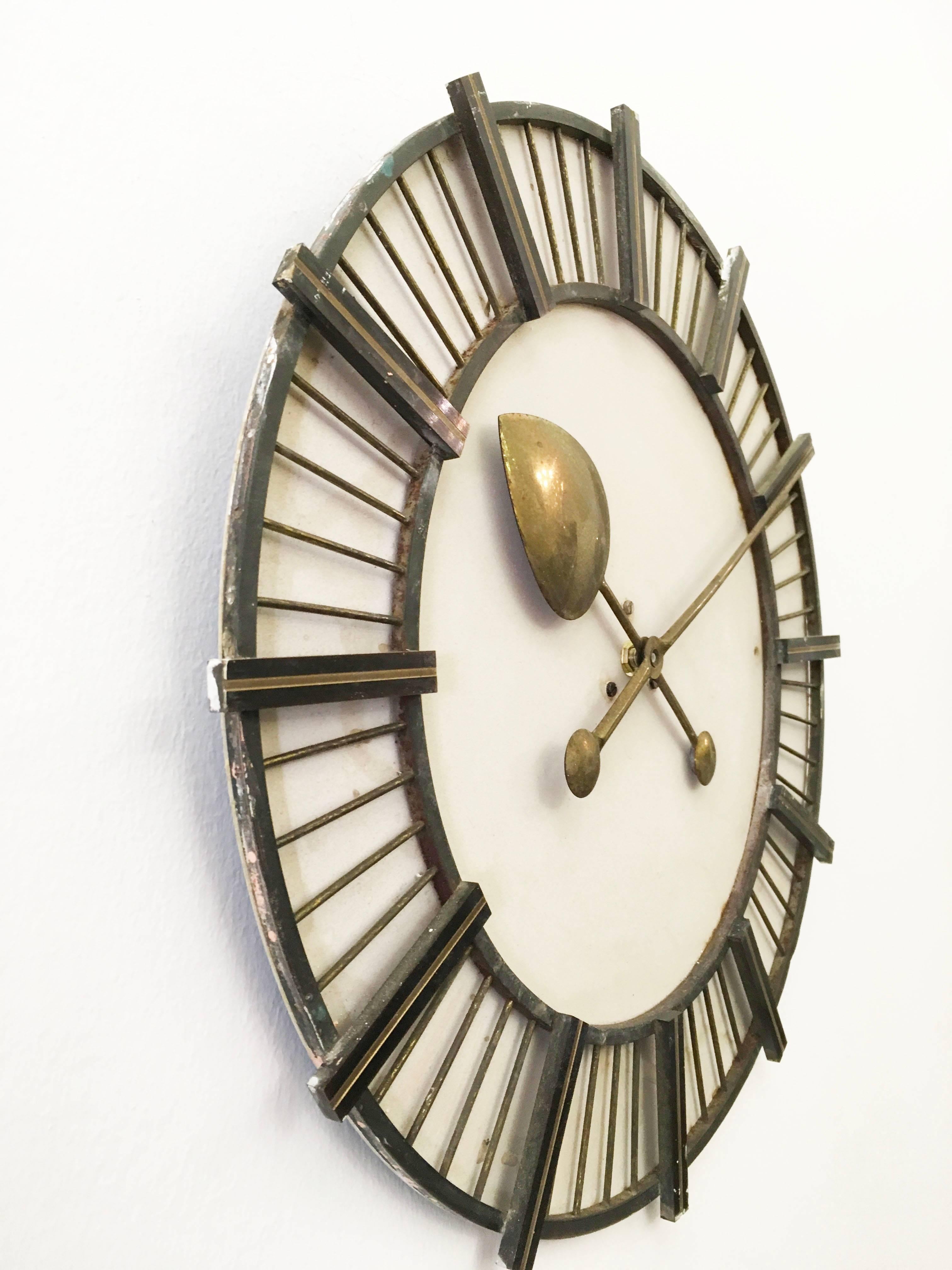 Industrial Large Factory or Workshop Wall Clock Attributed to Siemens