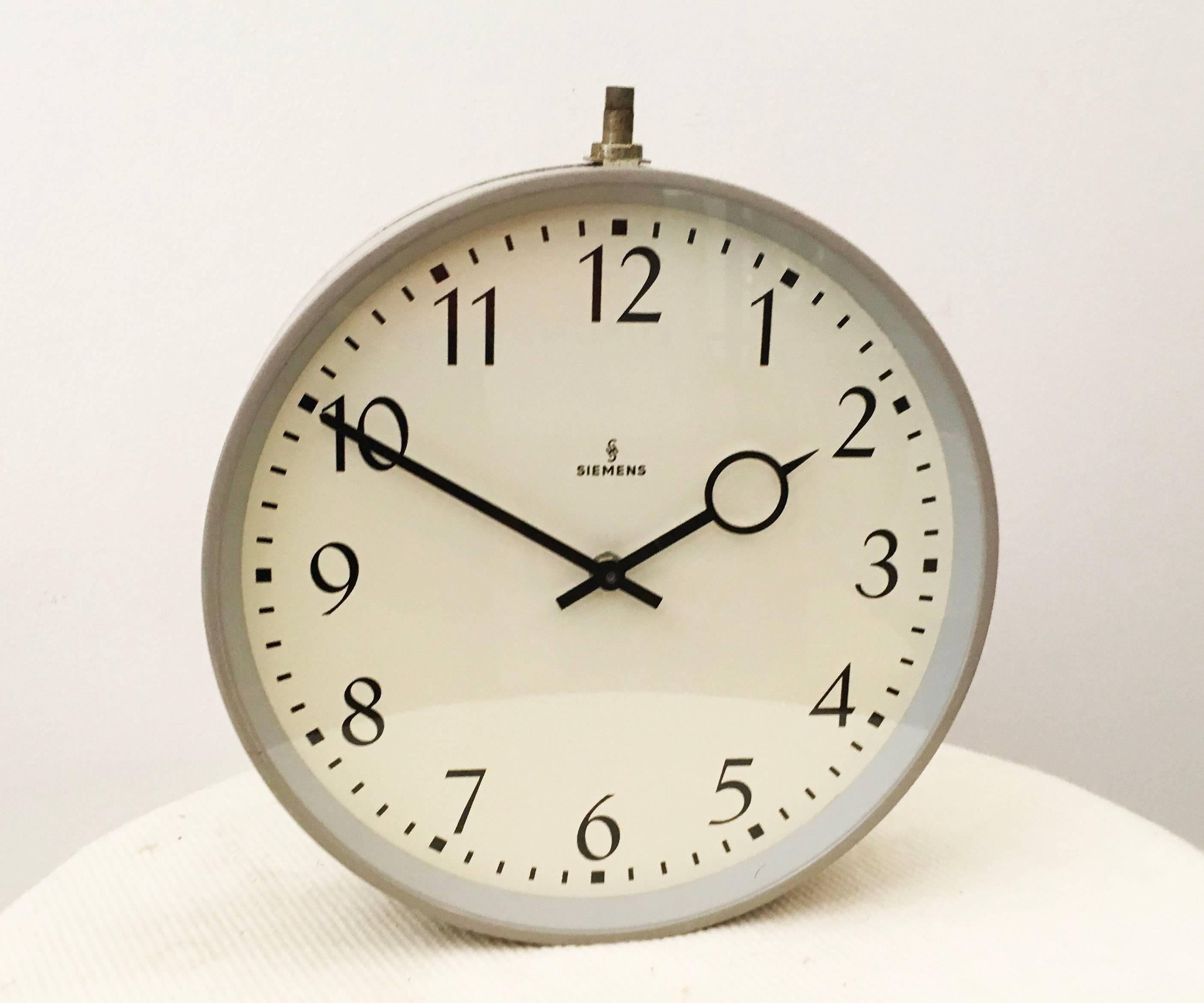 German Siemens Halske Double Faced Train Station, Factory Clock