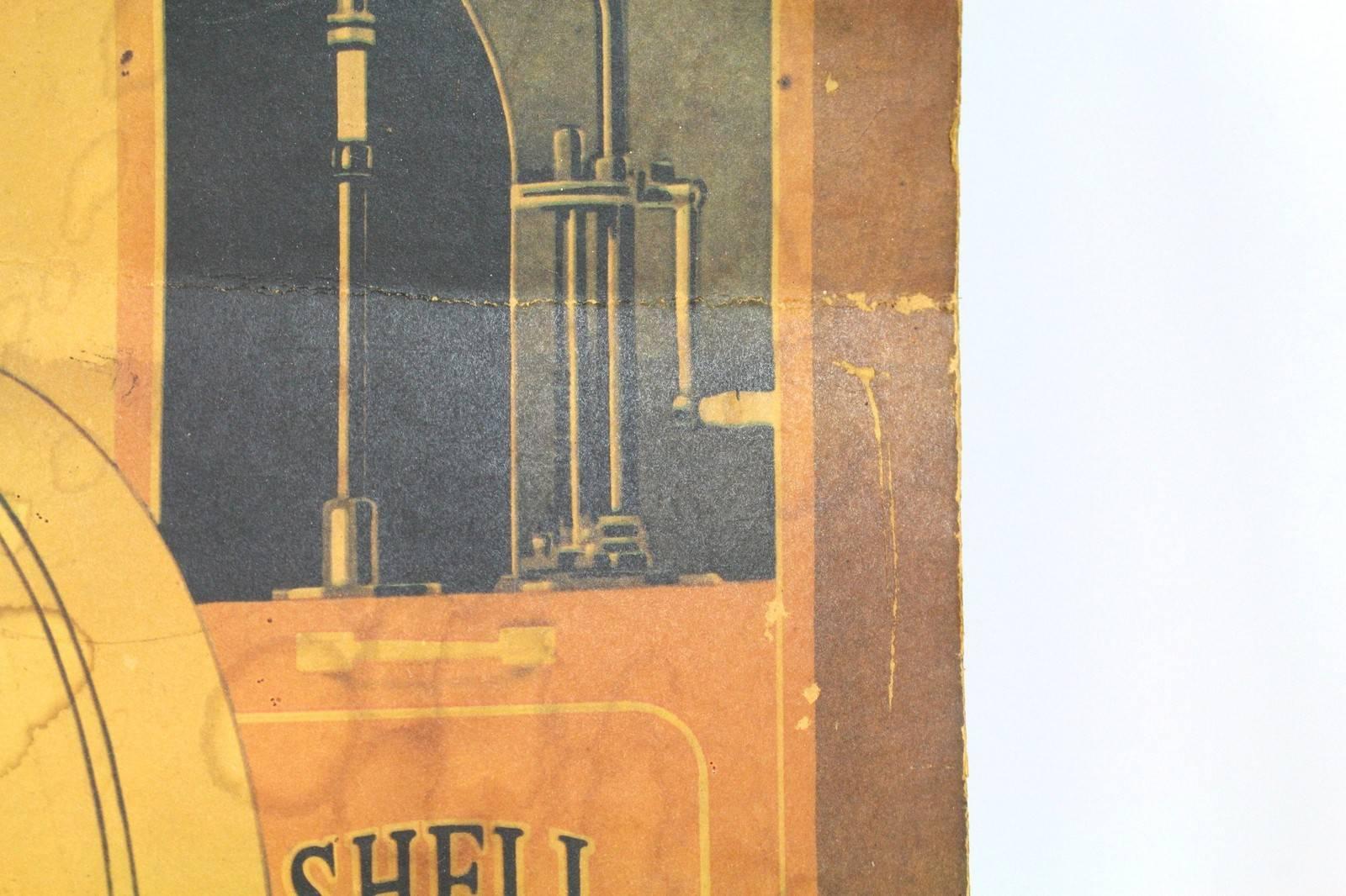 Vintage-Poster, Shell, Motor, Öl, Gasoline, von Rene Vincent, von 1926 (Industriell)