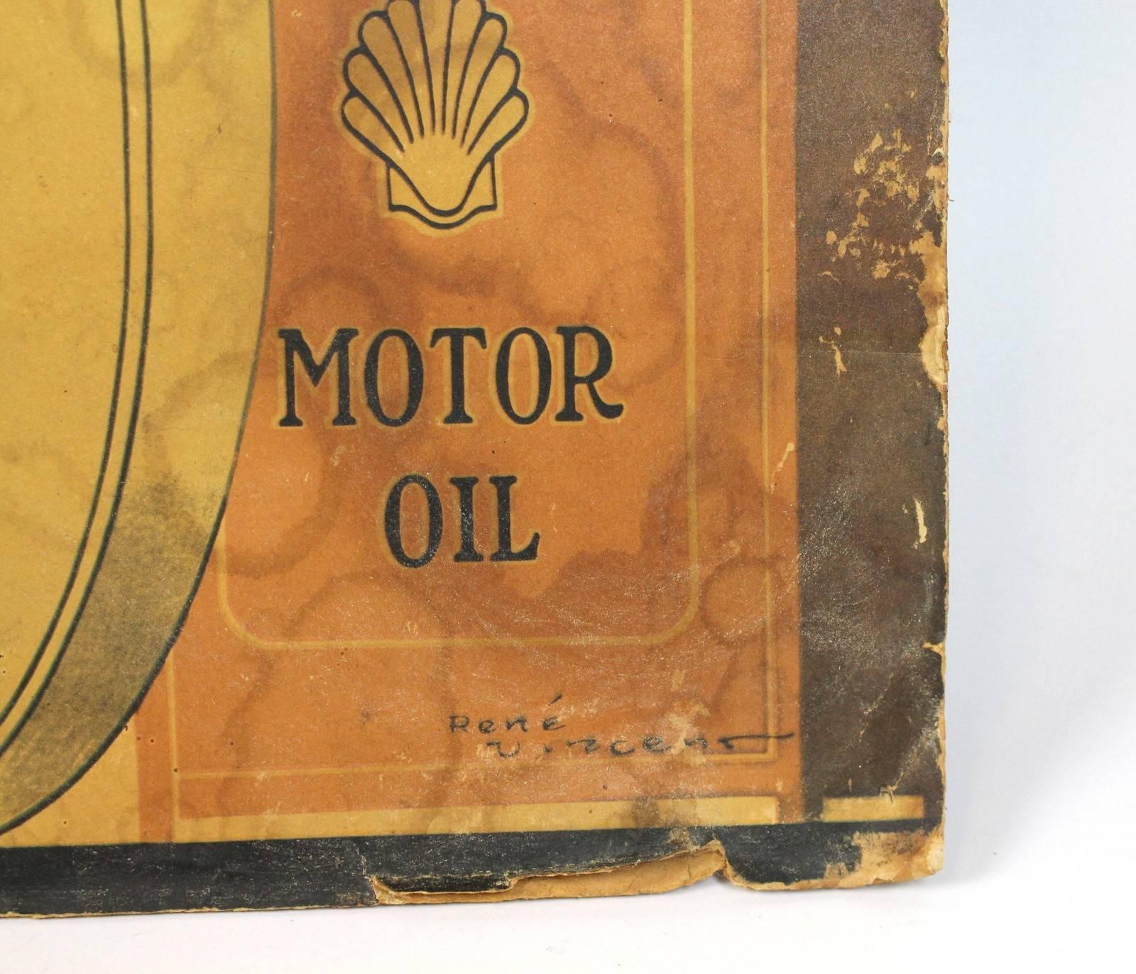 Français Vintage Poster Shell Motor Oil Gasoline par Rene Vincent de 1926