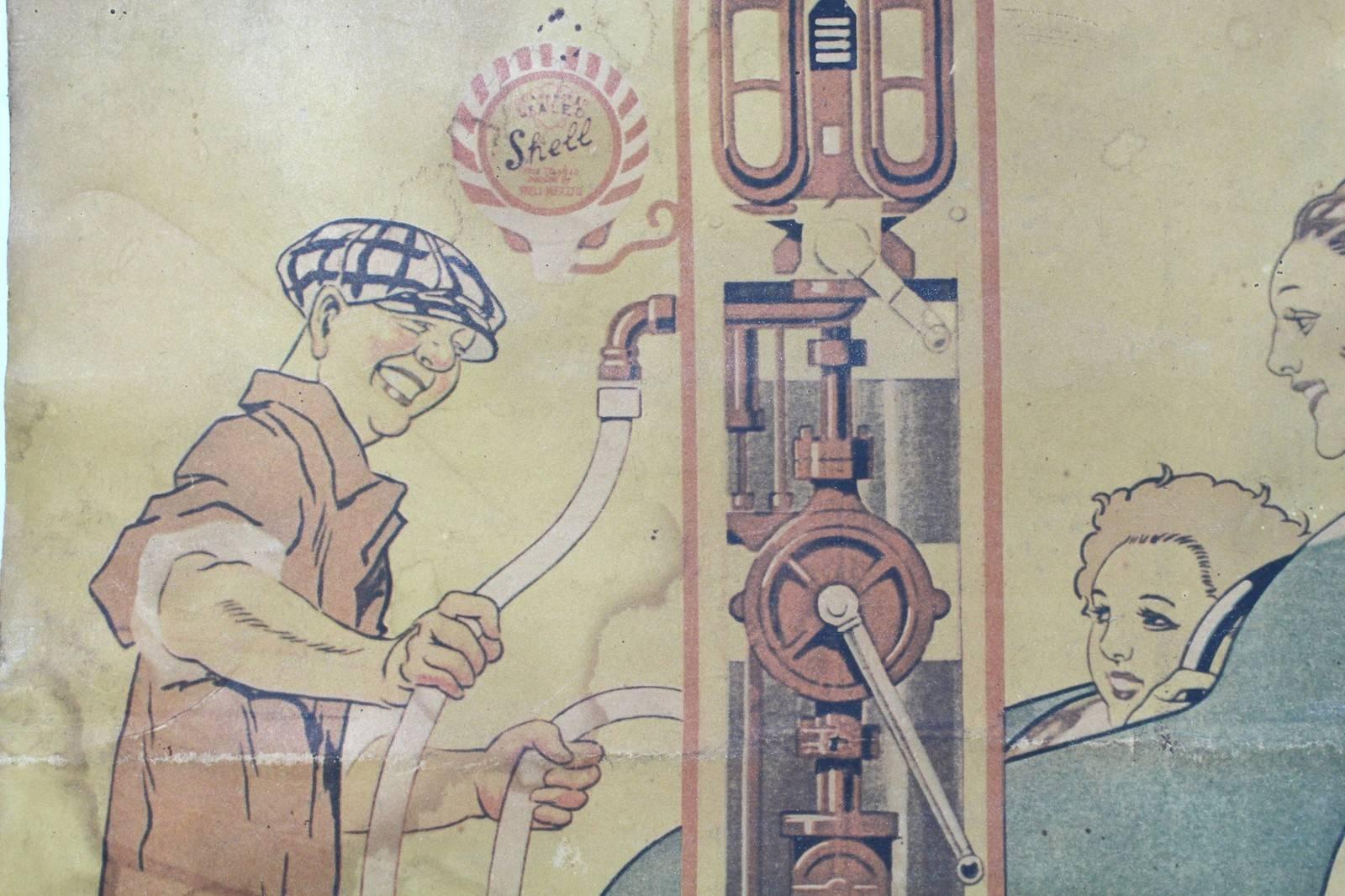 Vintage Poster Shell Motor Oil Gasoline par Rene Vincent de 1926 2