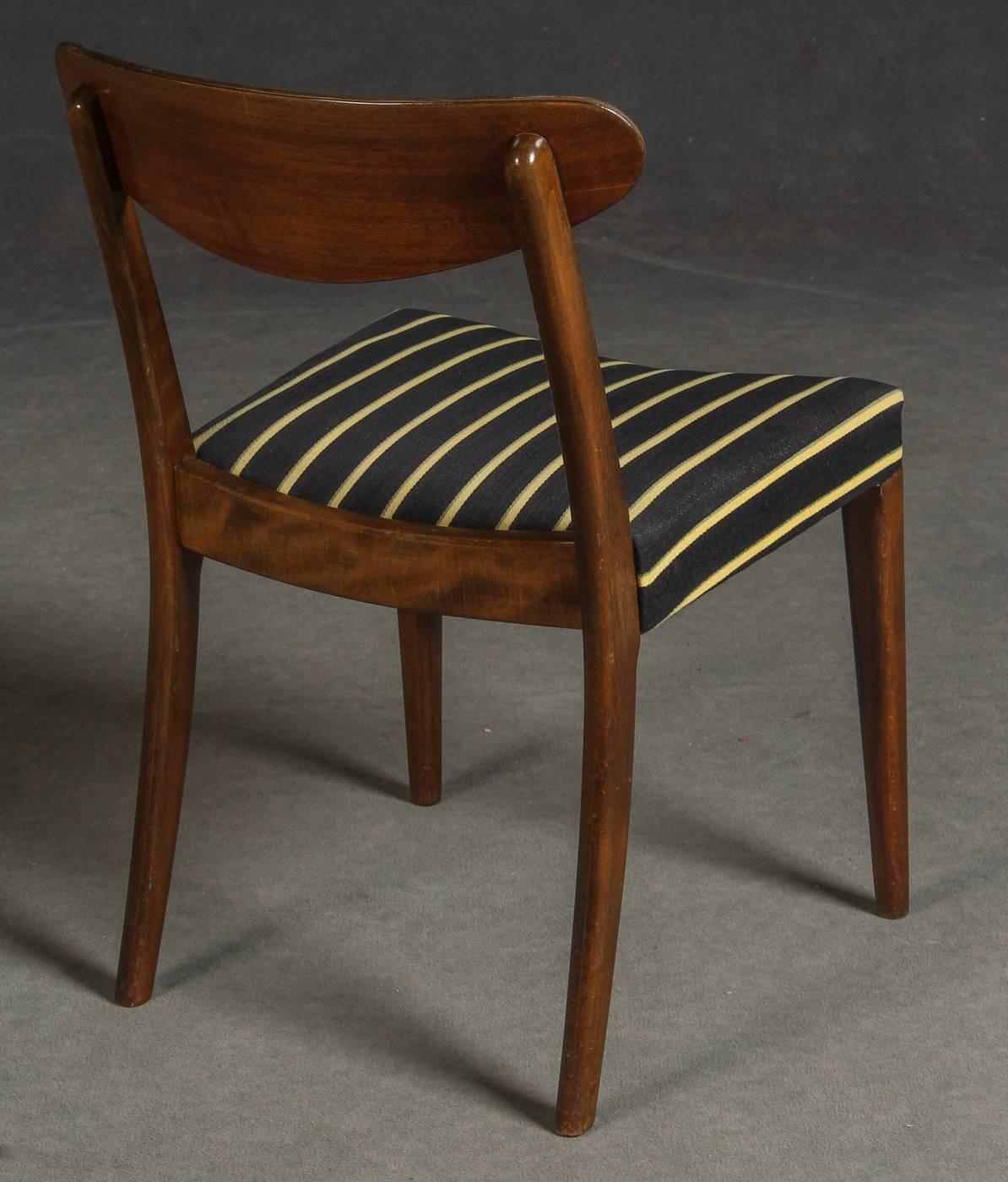 Scandinavian Modern Set of Six Danish Curved Back Dining Chairs For Sale