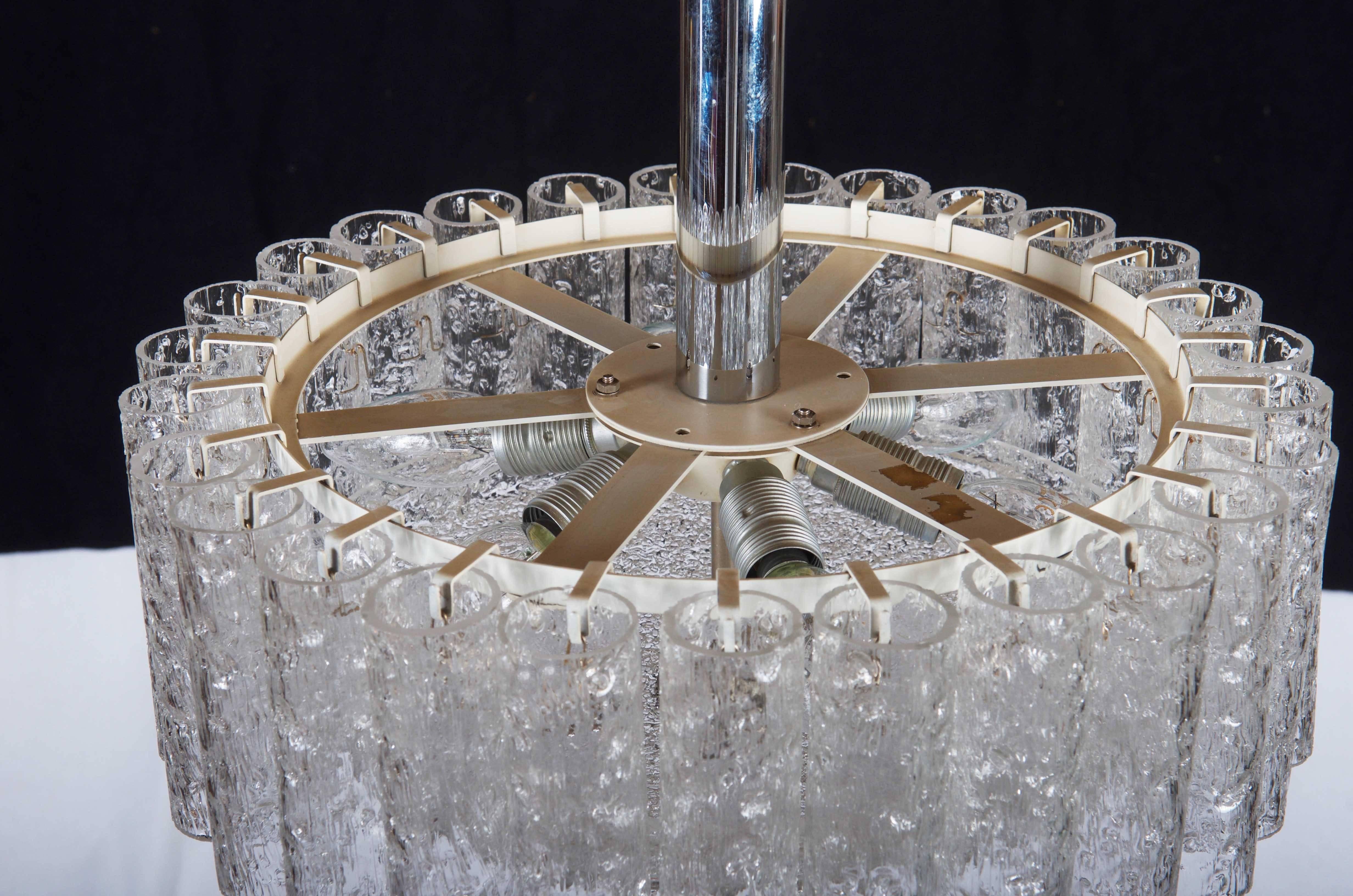 Mid-Century Modern Elegant German Mid-Century Doria Textured Glass Chandelier For Sale