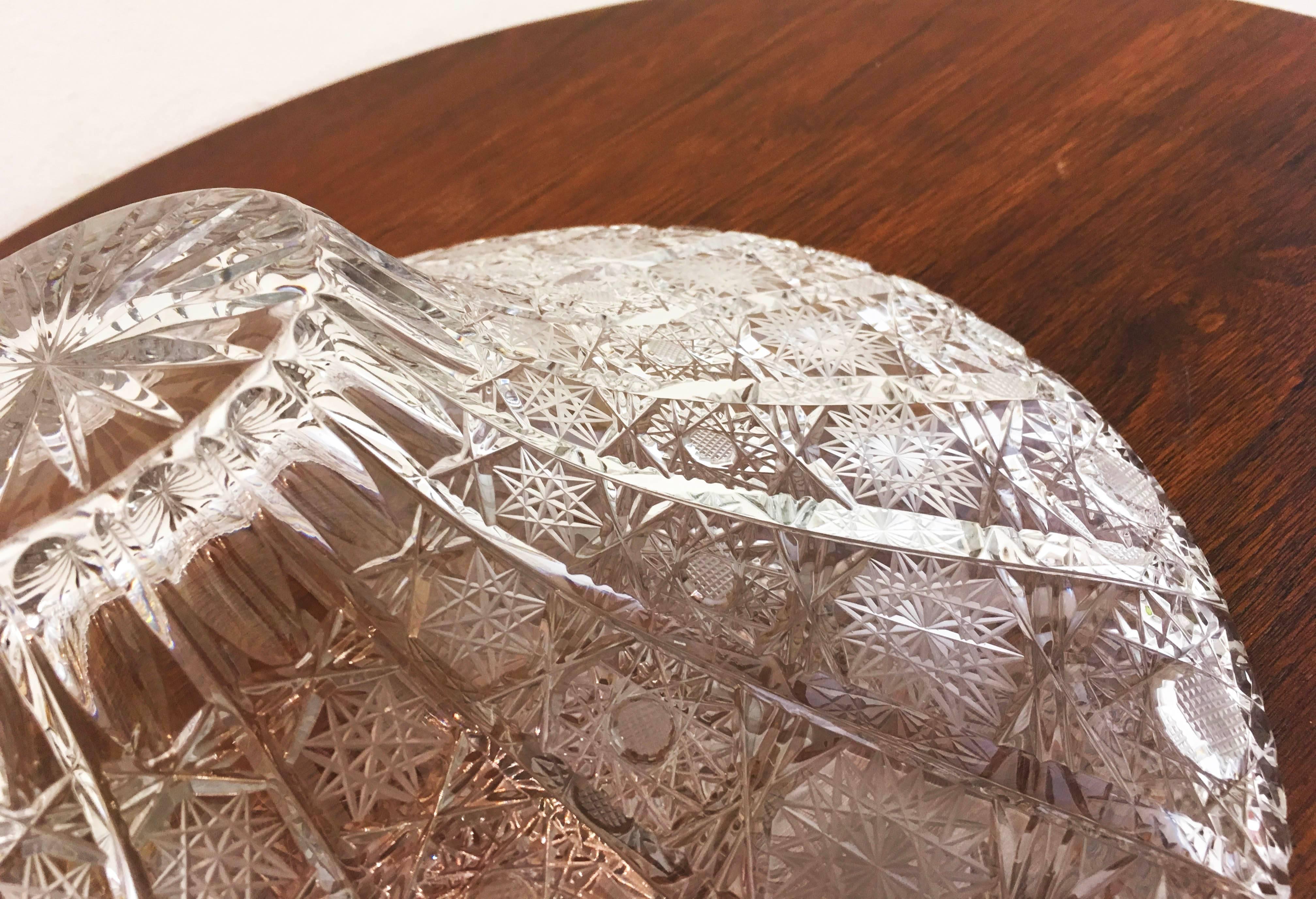 Mid-Century Modern Stunning Bohemin Cut Crystal Centrepiece Bowl For Sale