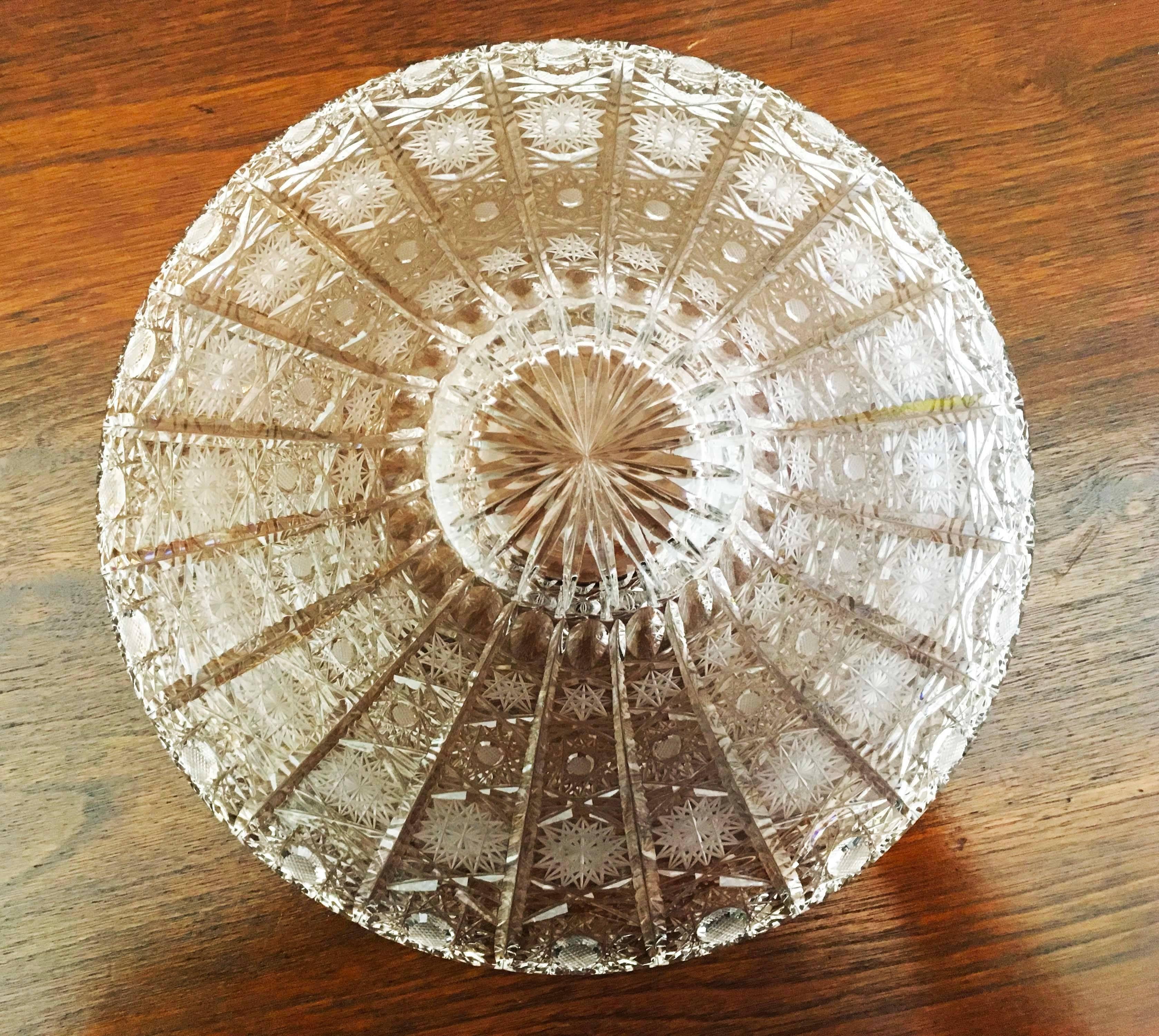 Stunning Bohemin Cut Crystal Centrepiece Bowl For Sale 1