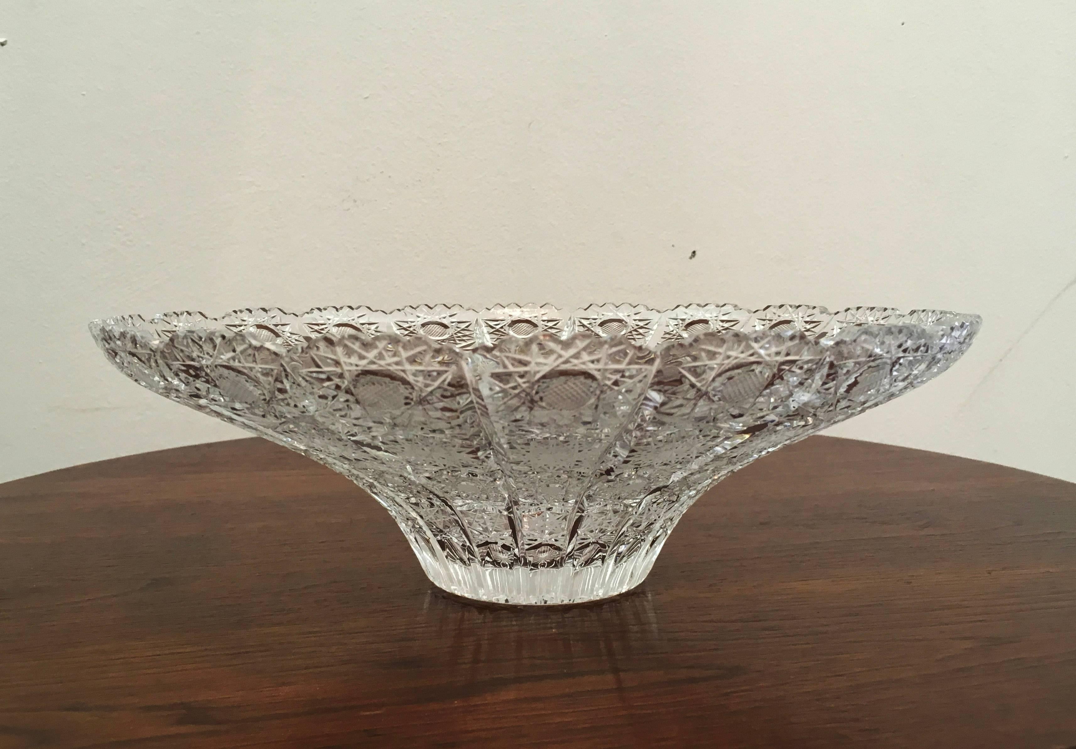 Stunning Bohemin Cut Crystal Centrepiece Bowl For Sale 2