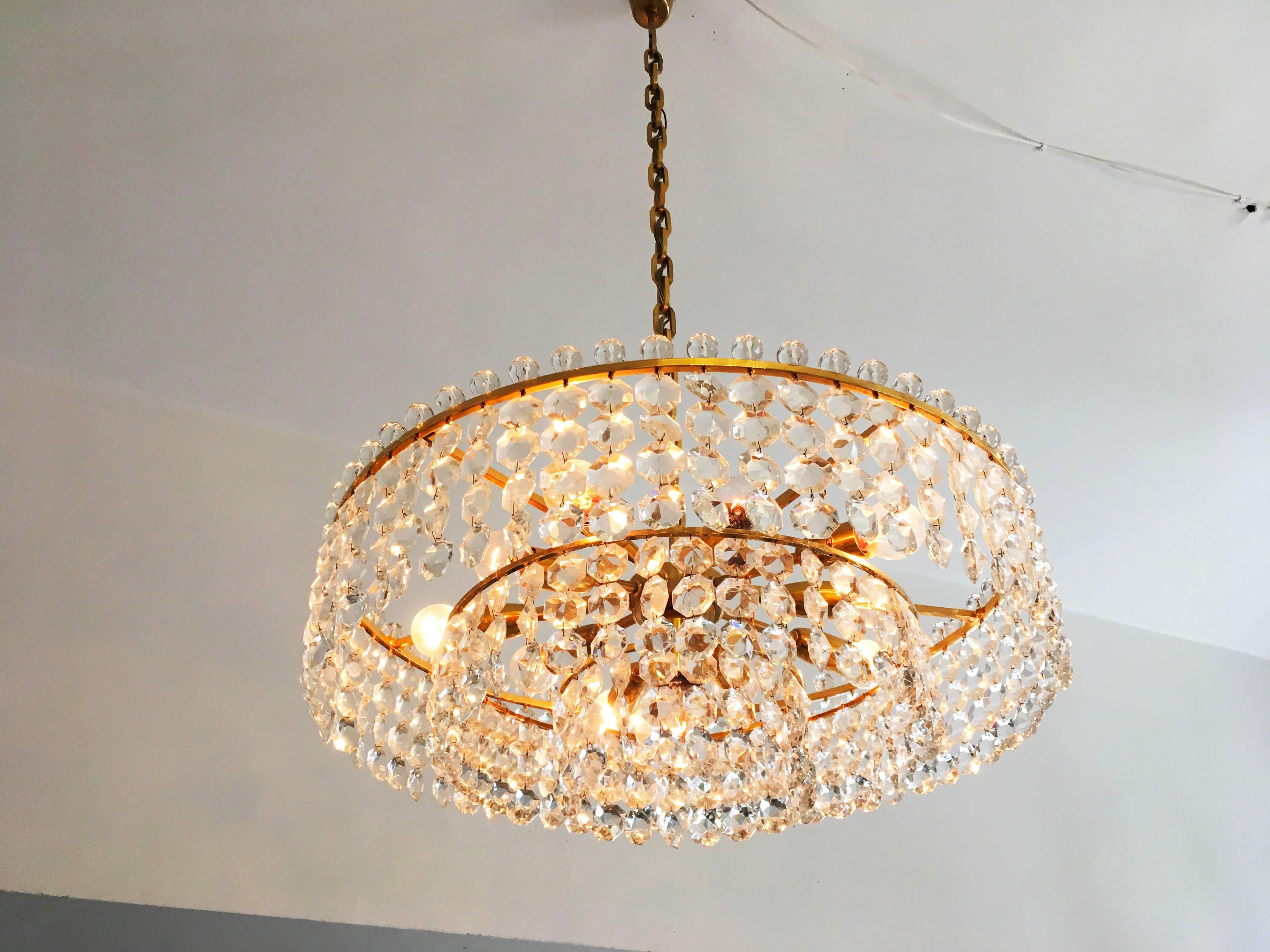 Mid-20th Century Beautiful Cut Crystal Chandelier by Bakalowits For Sale