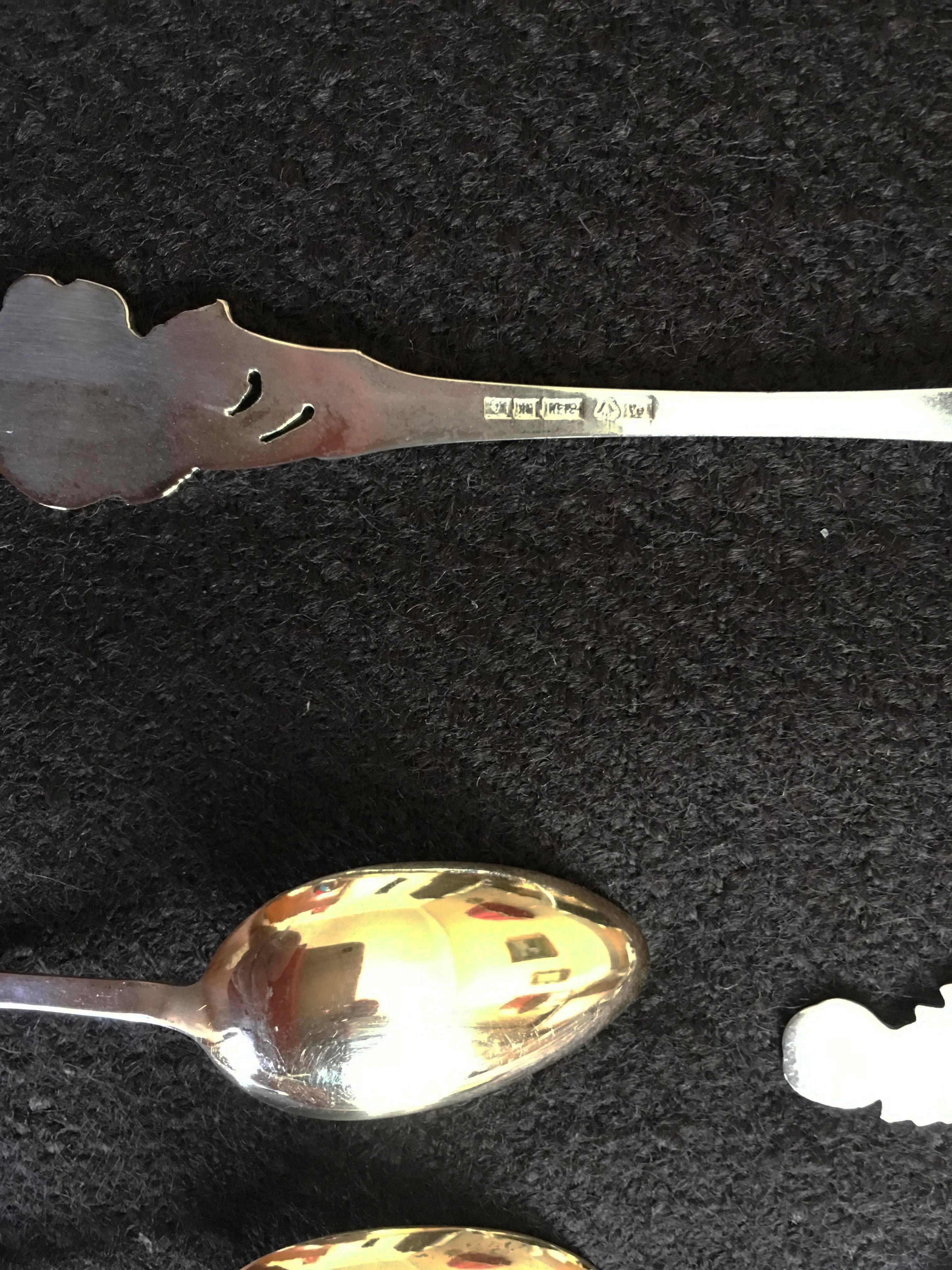 French Silver and Gold Tea or Coffee Spoons with Cake Server In Excellent Condition For Sale In Vienna, AT