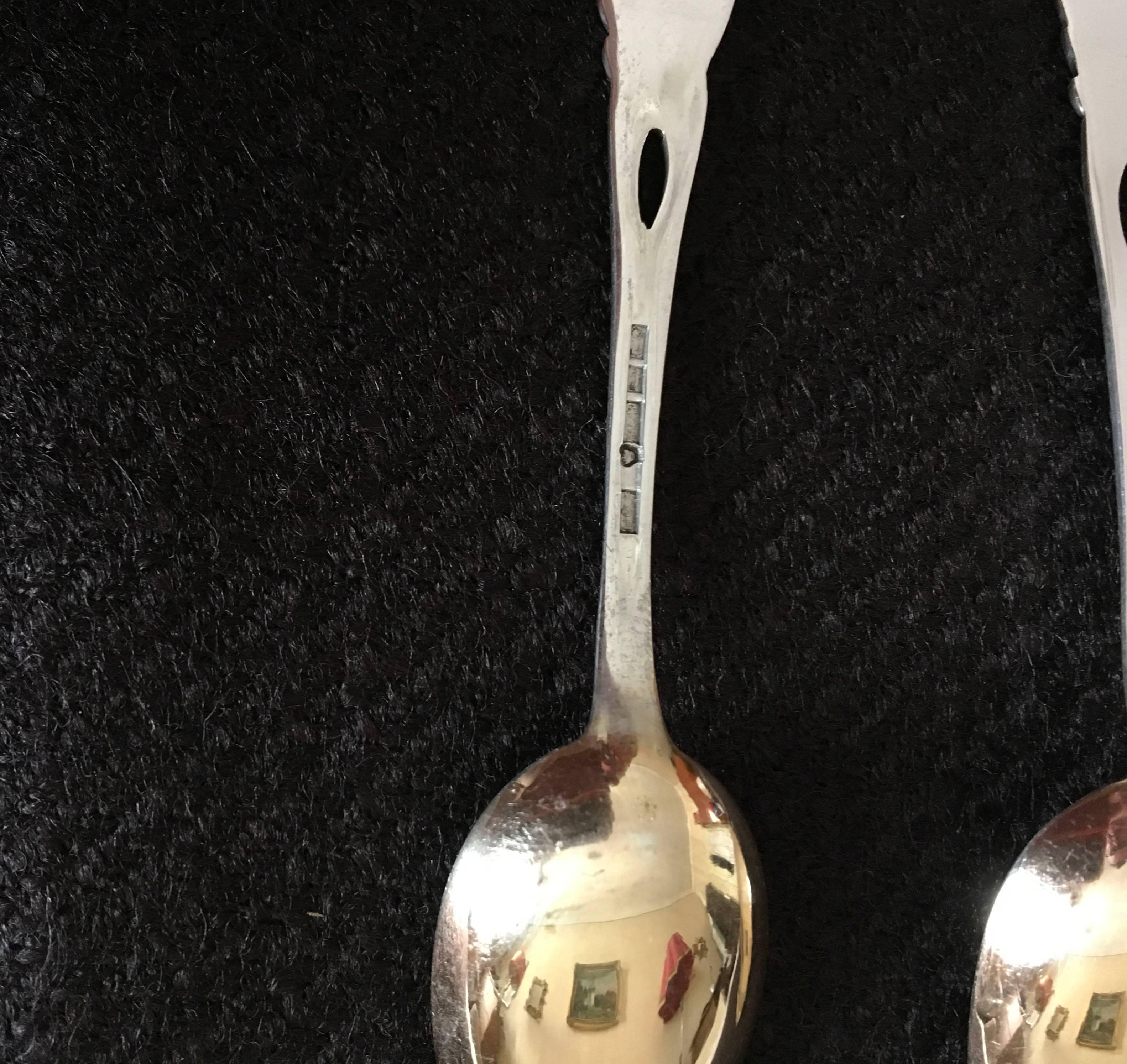 French Silver and Gold Tea or Coffee Spoons with Cake Server For Sale 2