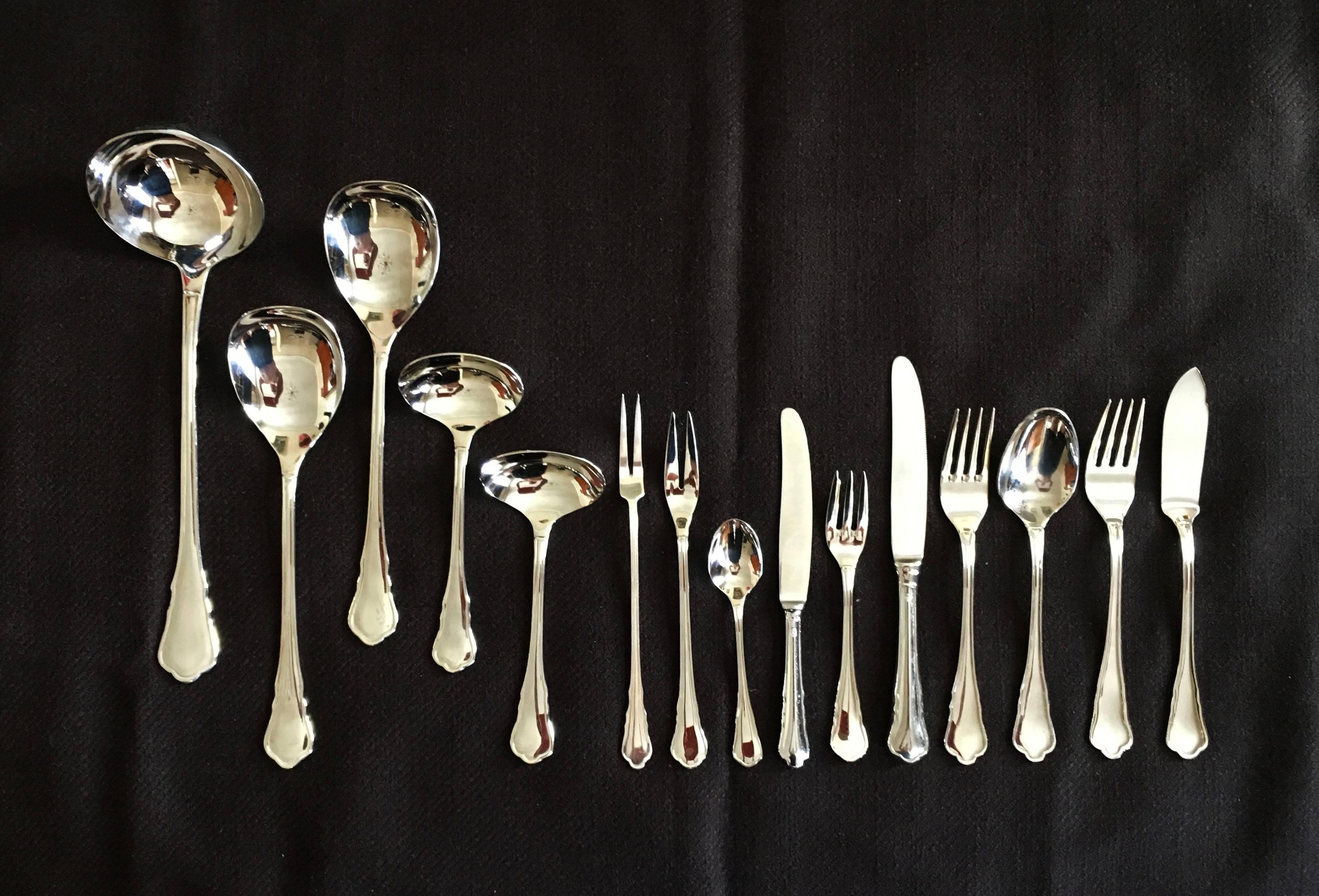 Austrian high-quality flatware silver plated by Berndorf, former Krupp company from the 1970s, model 