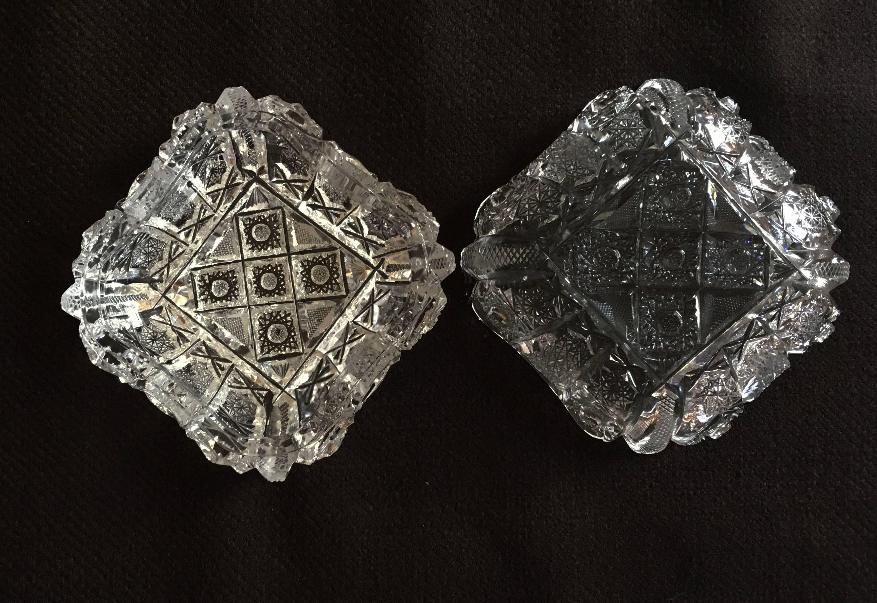 Mid-Century Modern Cut Crystal Tin Box