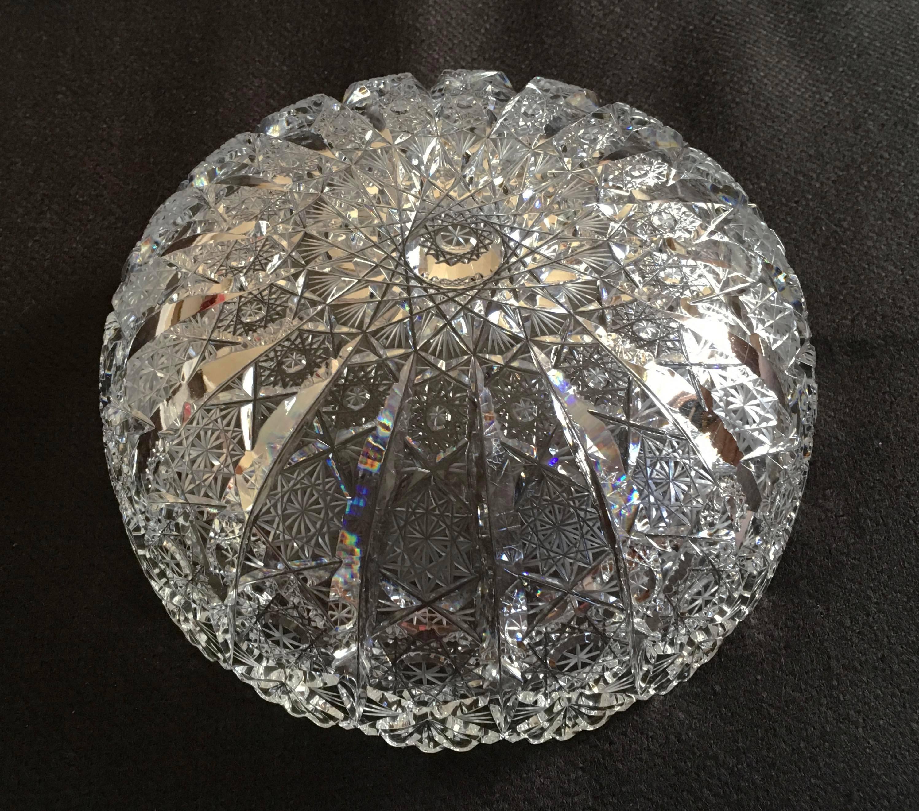 Mid-Century Modern Bohemin Cut Crystal Centrepiece Bowl