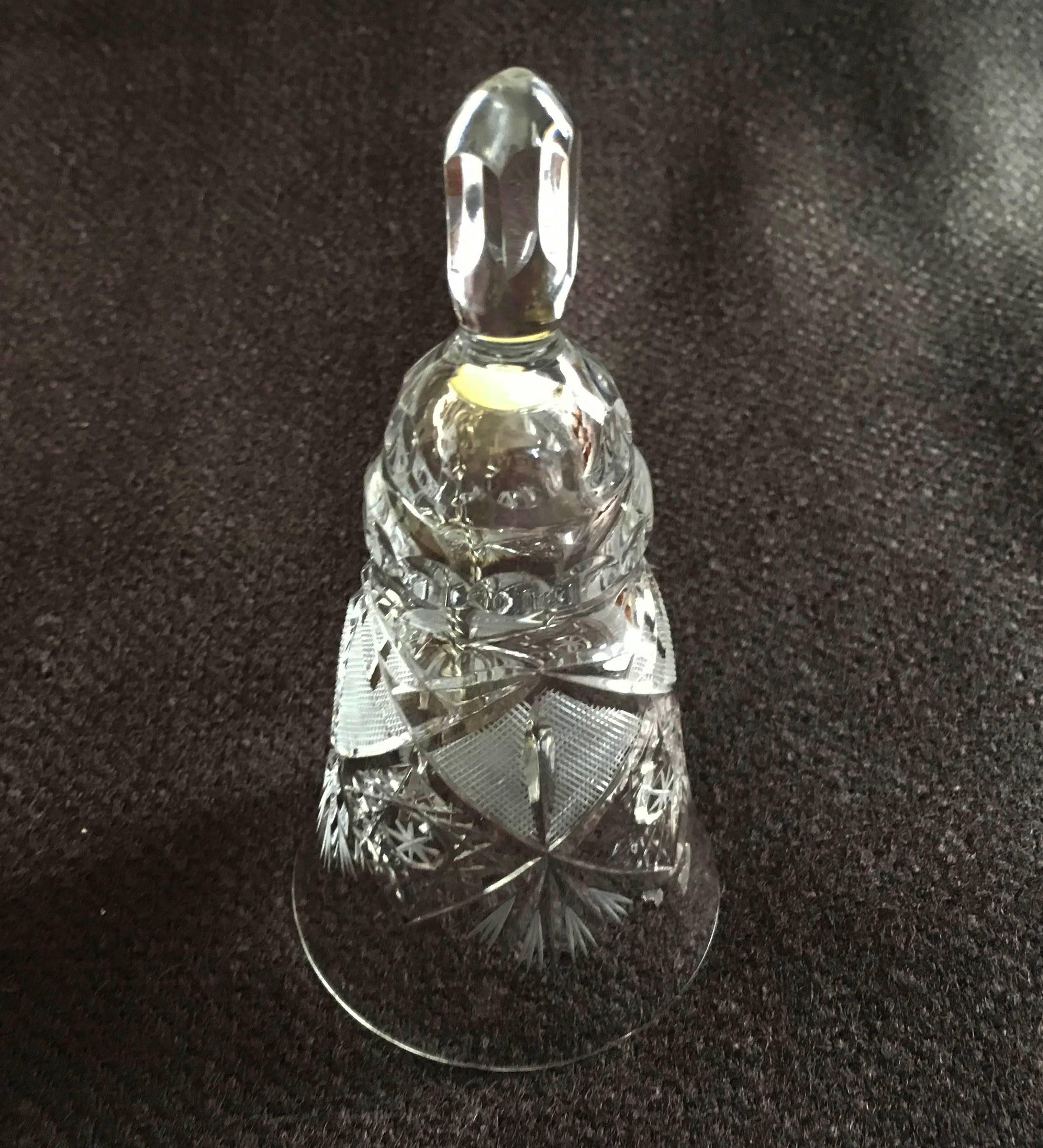 Czech Bohemian Cut Crystal Table Bell For Sale