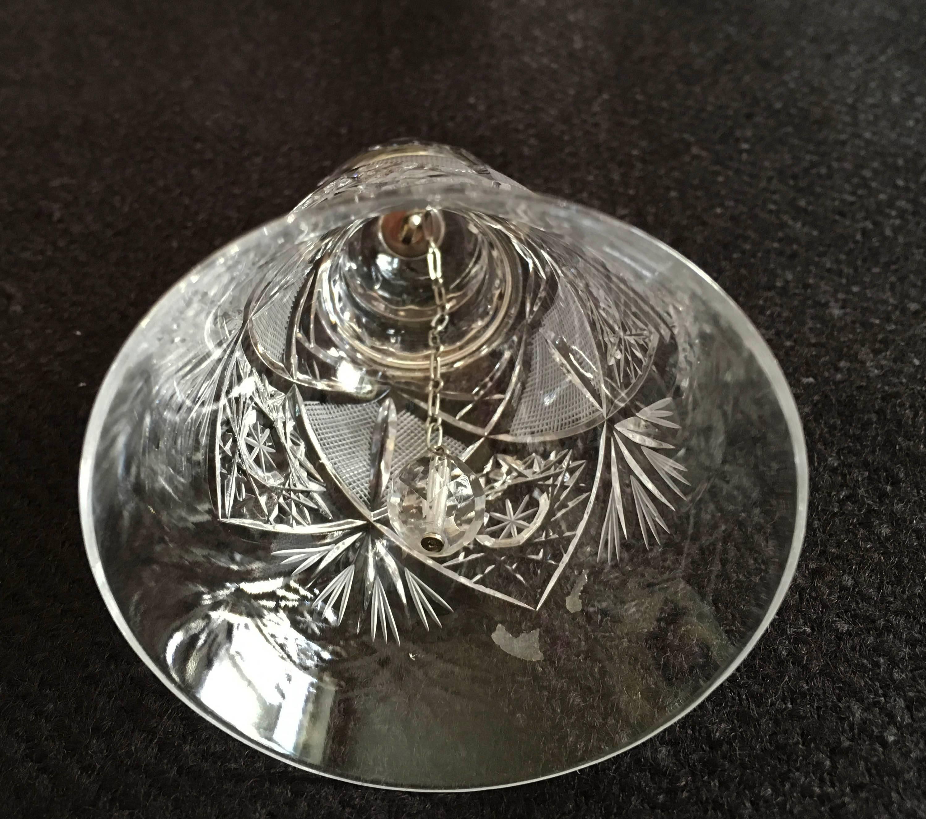 Mid-Century Modern Bohemian Cut Crystal Table Bell For Sale
