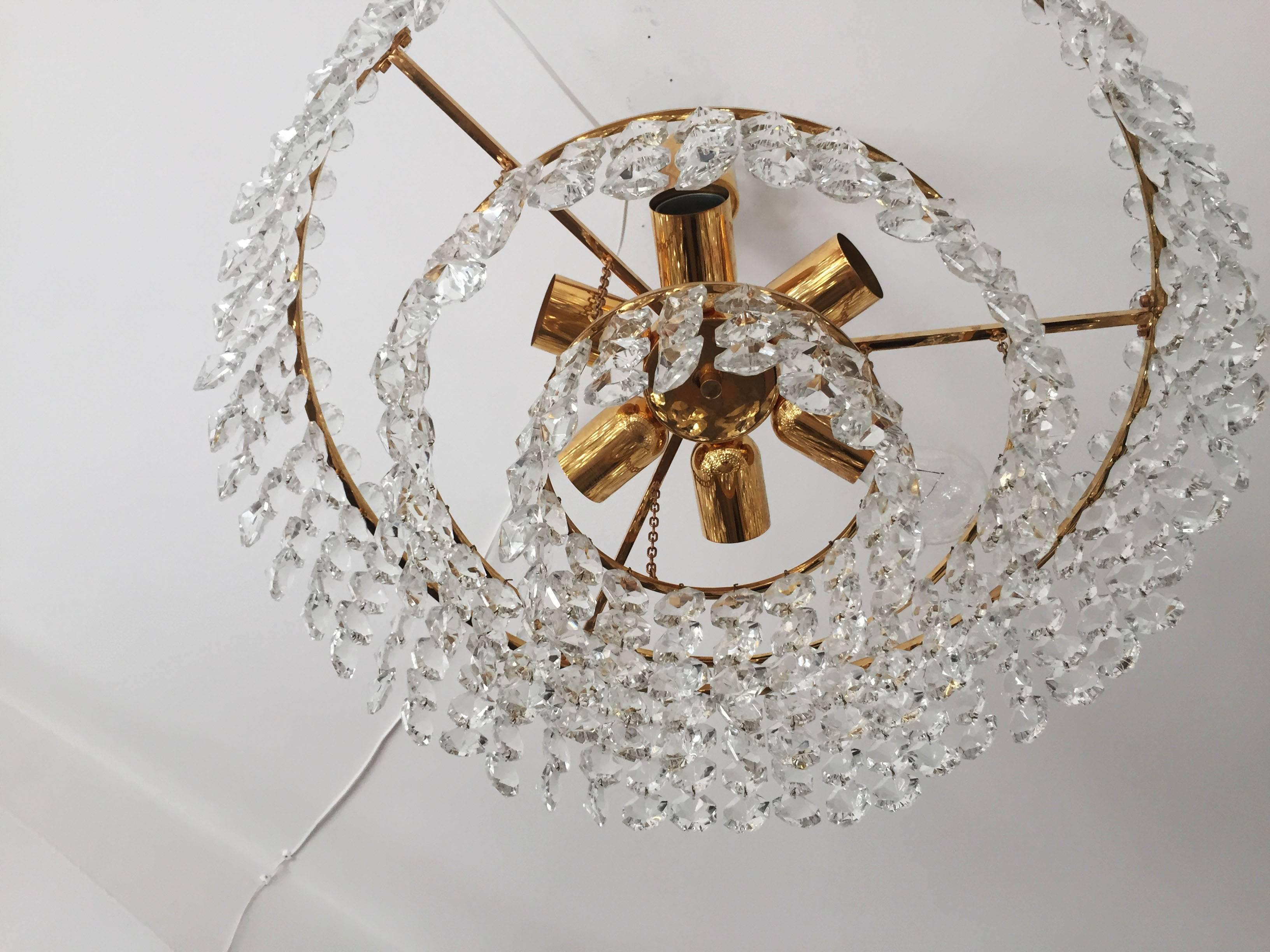 Mid-Century Modern Stunning Cut Crystal Chandelier by Bakalowits For Sale