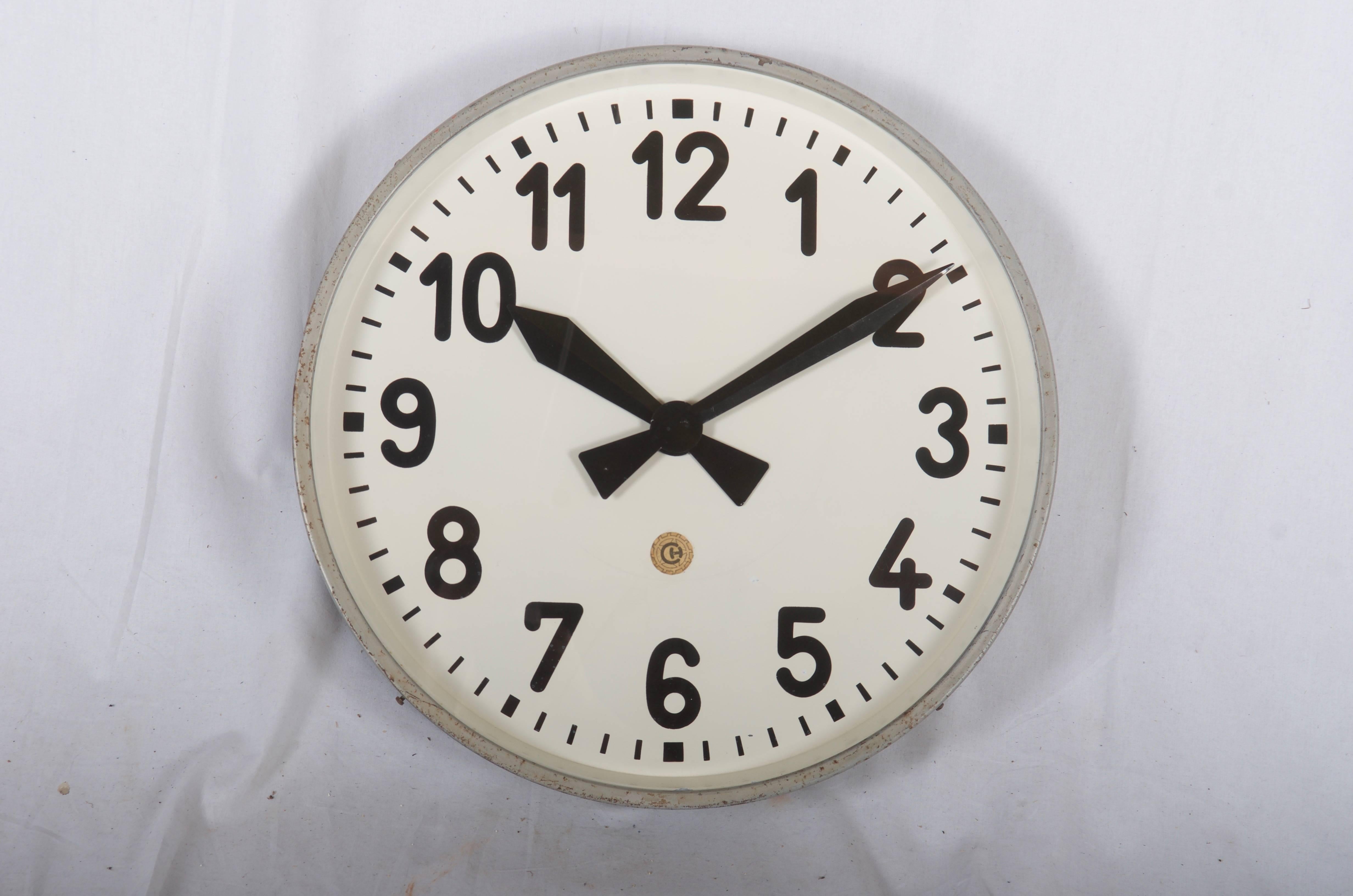 Huge Station or Factory Clock by Chomutov In Good Condition In Vienna, AT