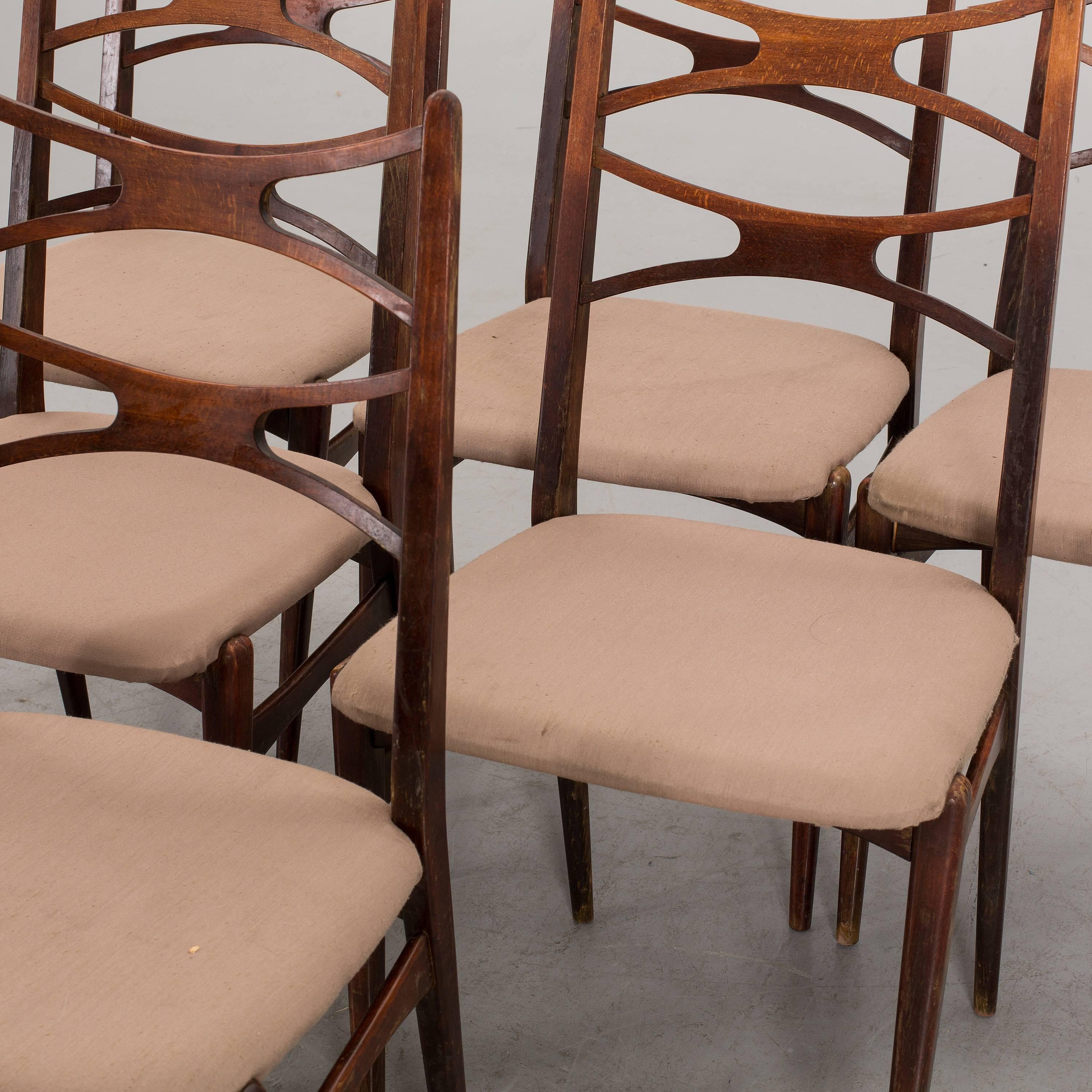 Danois Ensemble de six chaises de salle à manger des années 1960 en vente