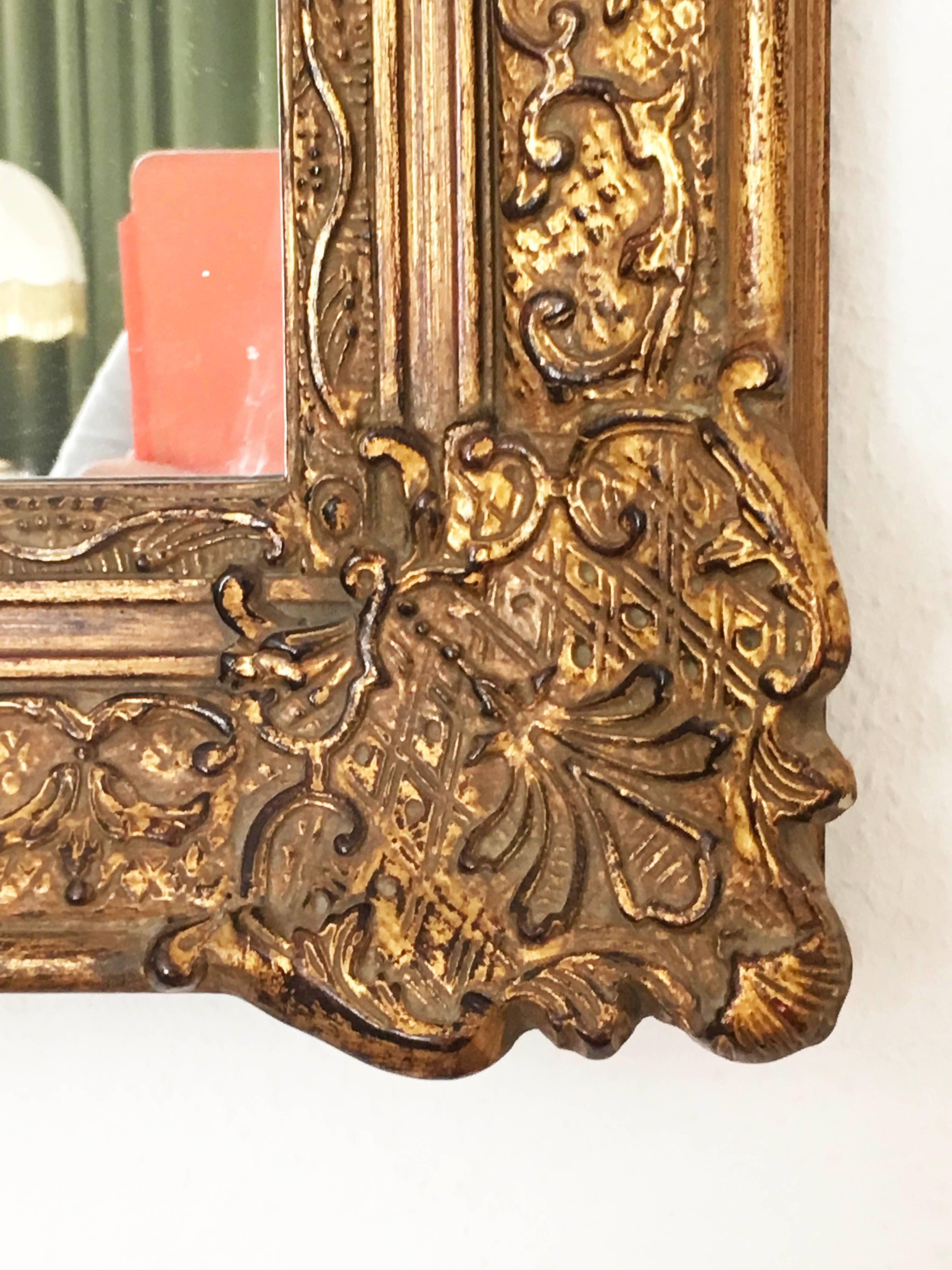 Austrian Early 20th Century Baroque Style, Century Style Giltwood Carved Mirror For Sale