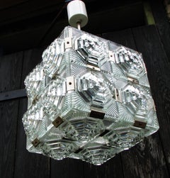 Midcentury Cube Form Pendant Ceiling Fixture