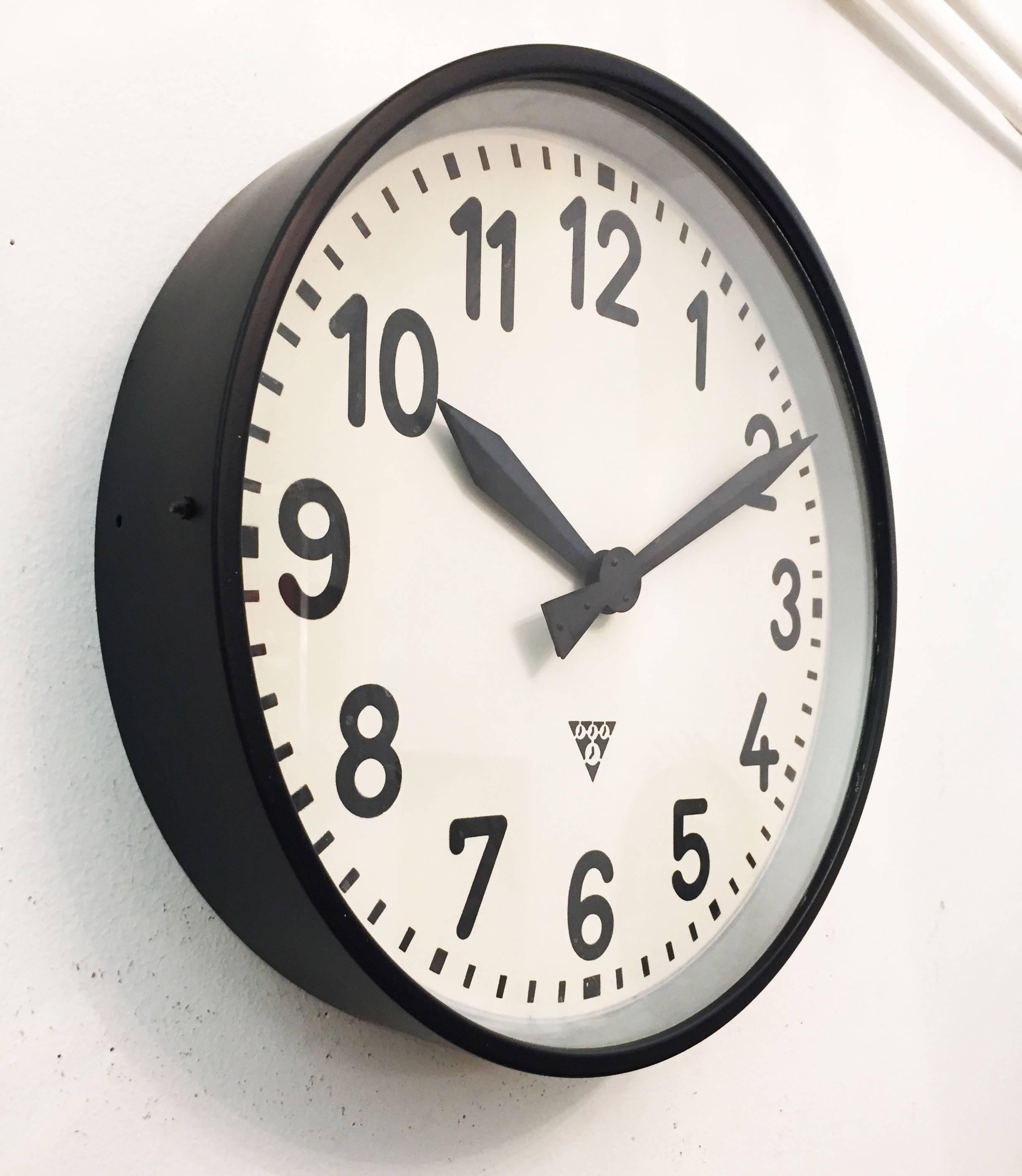 Czech Large Industrial Factory Wall Clock by Pragatron