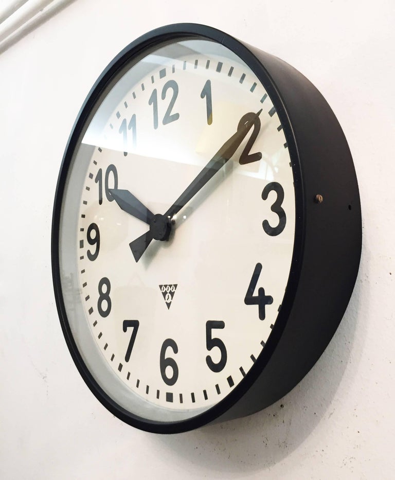 Large Industrial Factory Wall Clock by Pragatron at 1stDibs