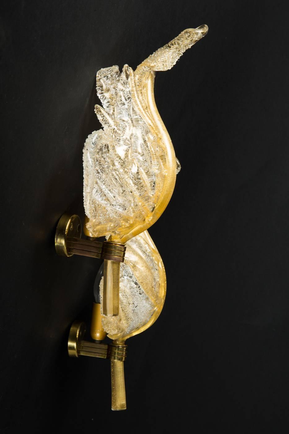 Mid-Century Modern Glamorous Barovier & Toso Sconces Wall Lights