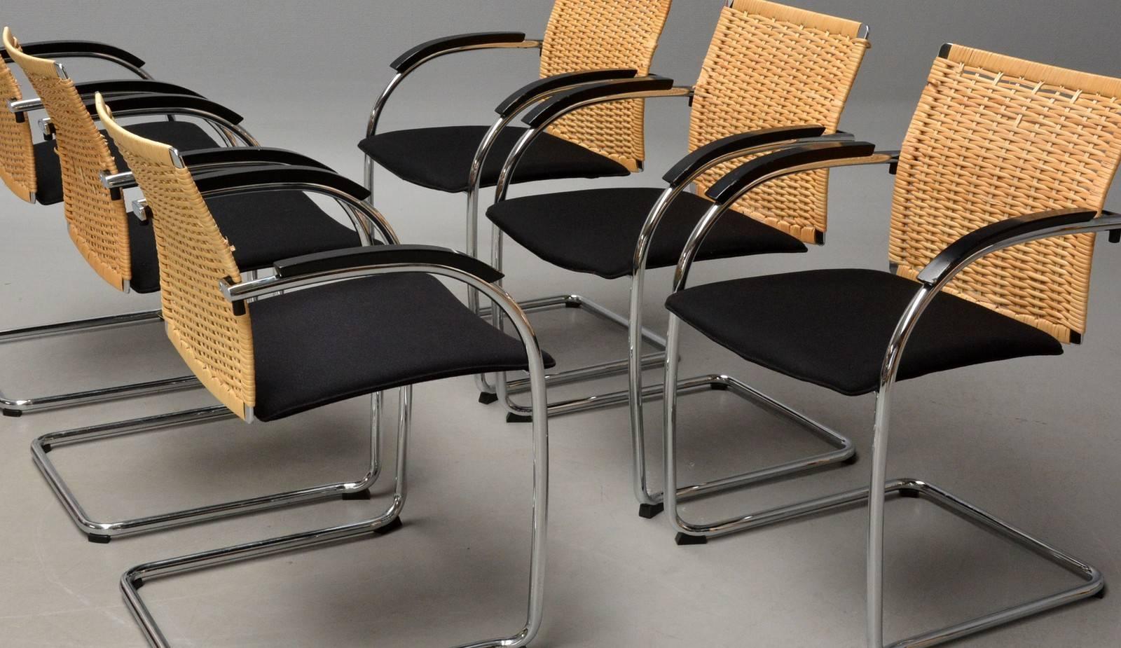 Post-Modern Set of Six Dining Chairs by Jozef Gorcia & Andreas Krob for Thonet Model S78 For Sale