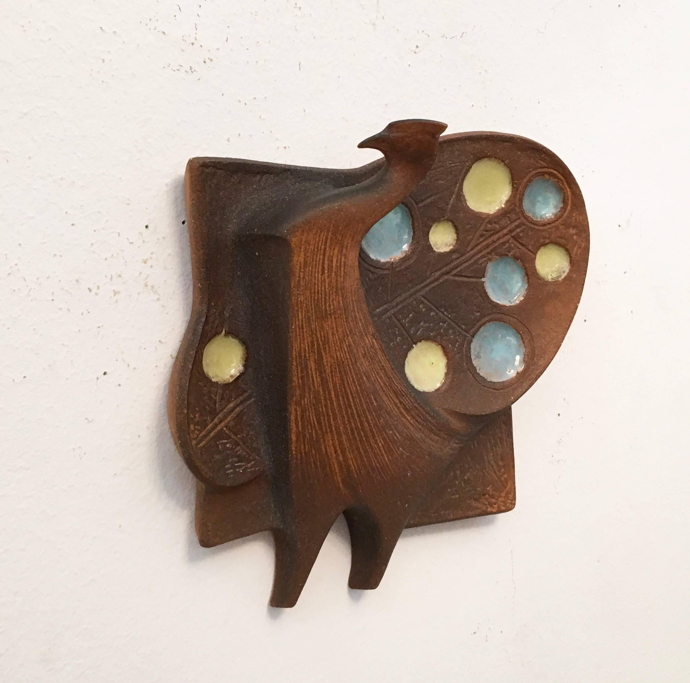 Ceramic Peacock Wall Plaque 1