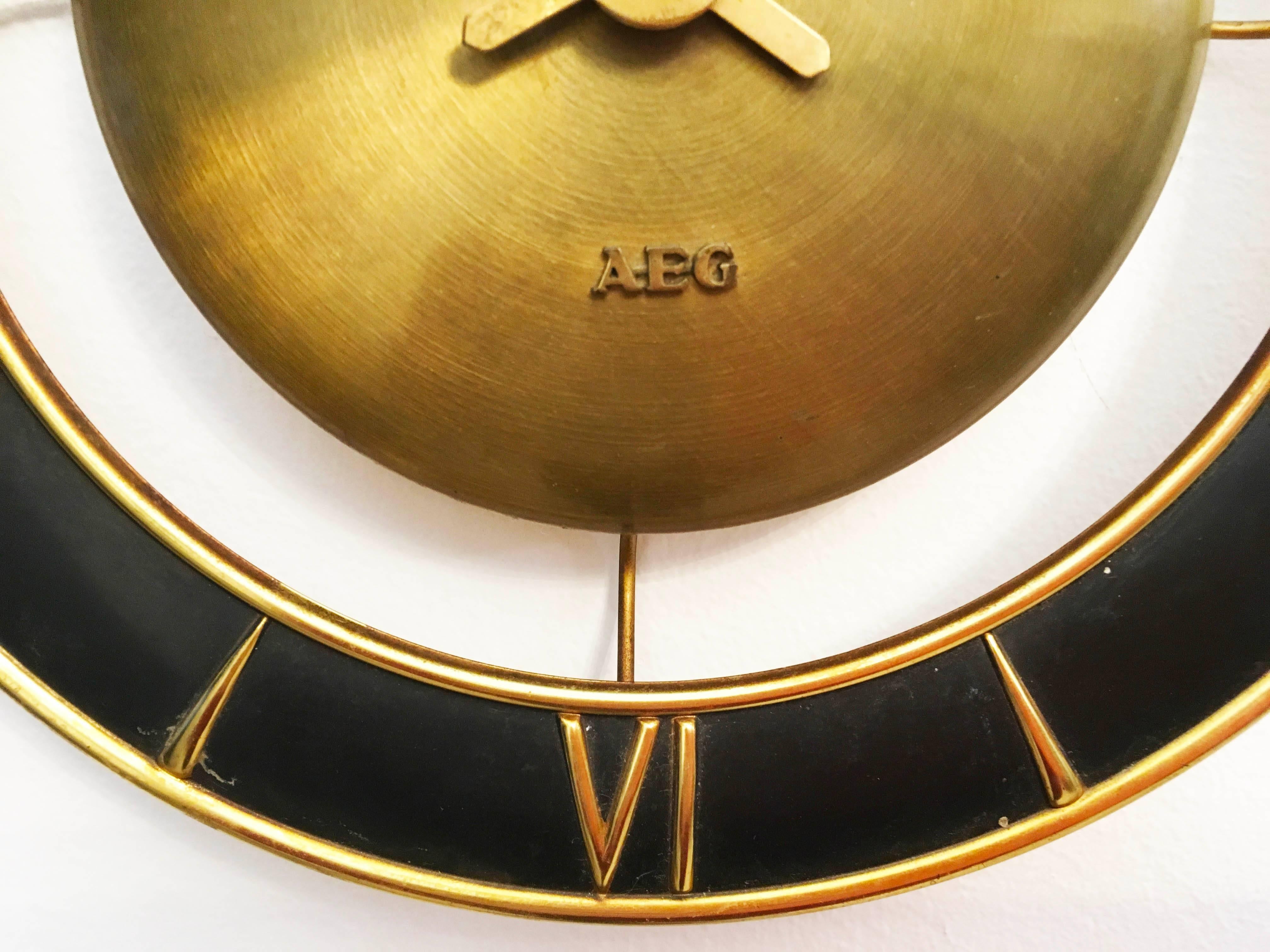 Brass Elegant German AEG Electric Wall Clock