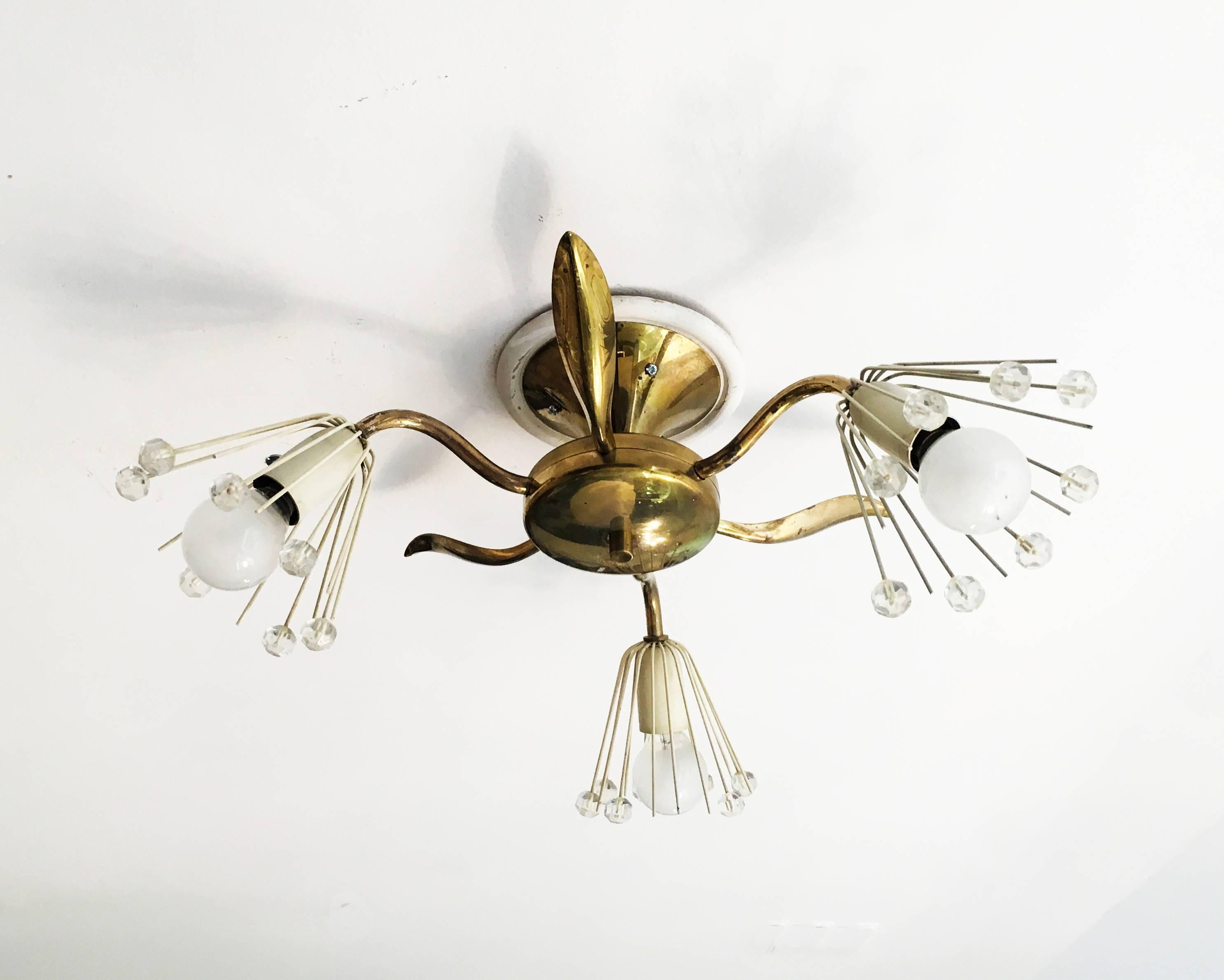 Midcentury Flush Mount Lamp by Emil Stejnar In Good Condition In Vienna, AT