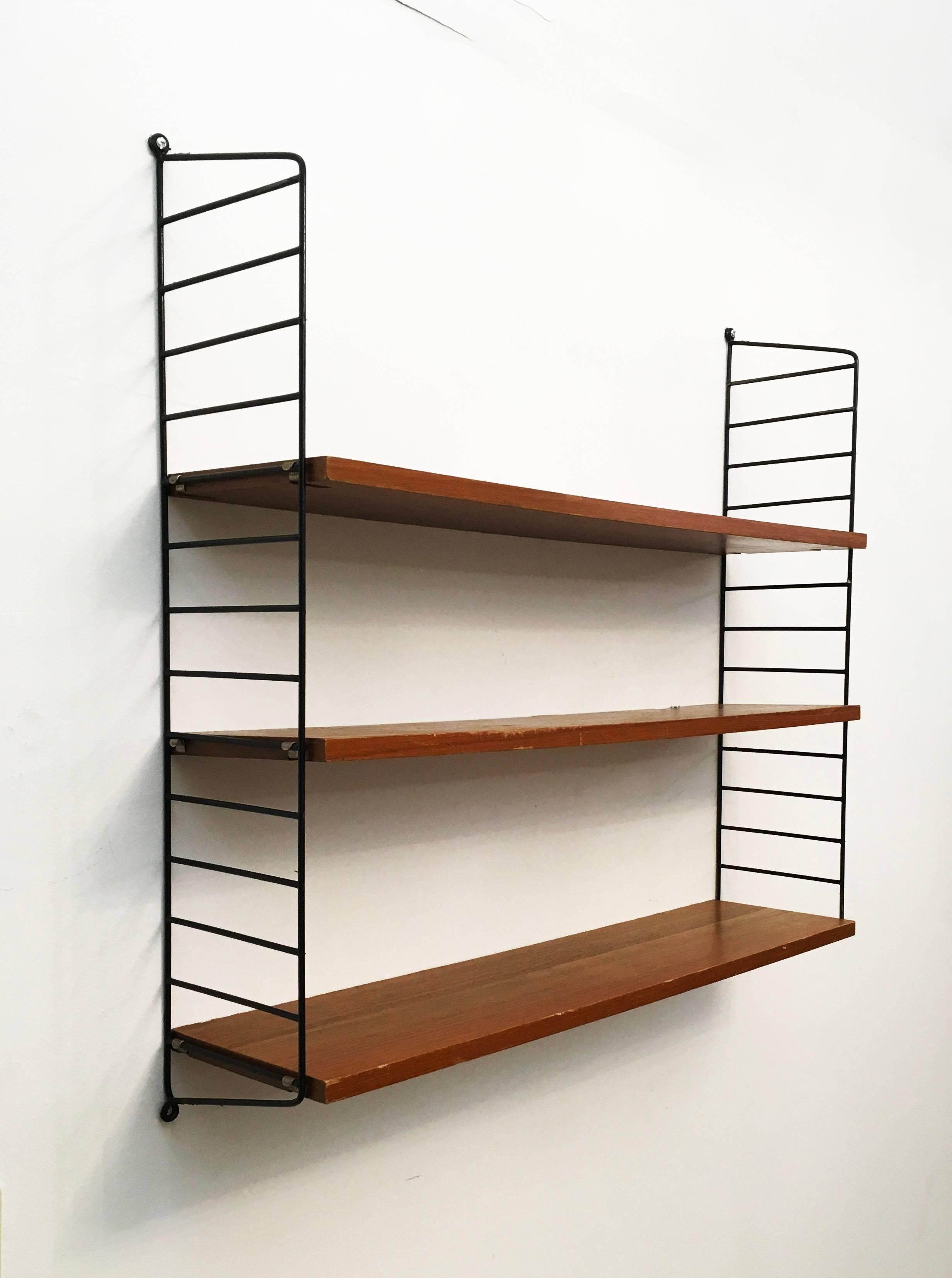 Swedish Modular String Wall Unit in Teak by Nisse Strinning, Sweden