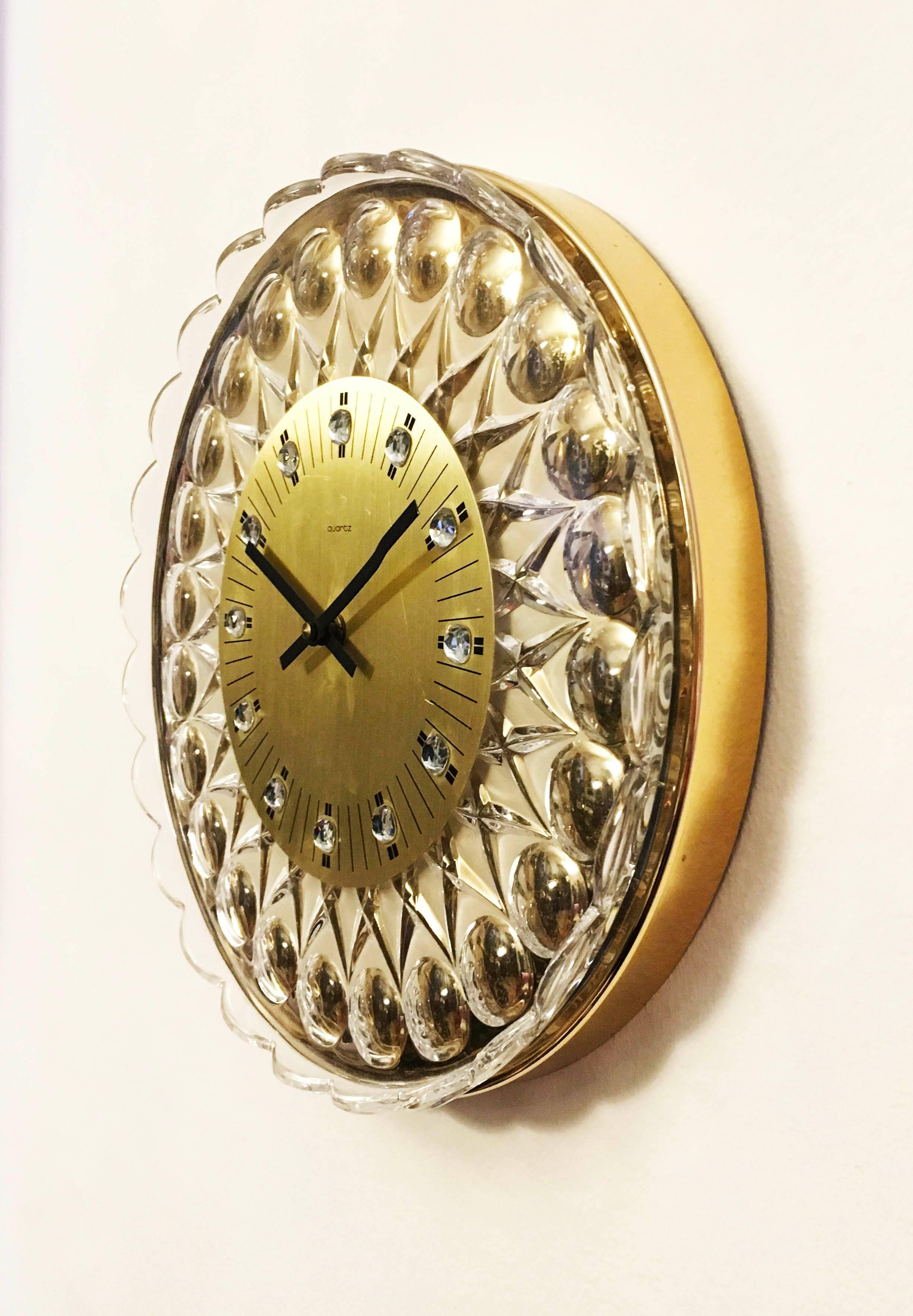 gold crystal wall clock