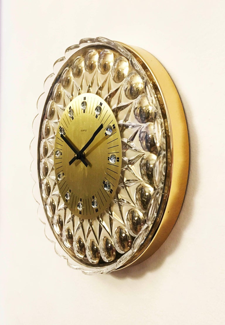 Glass Crystal Wall Clock at 1stDibs