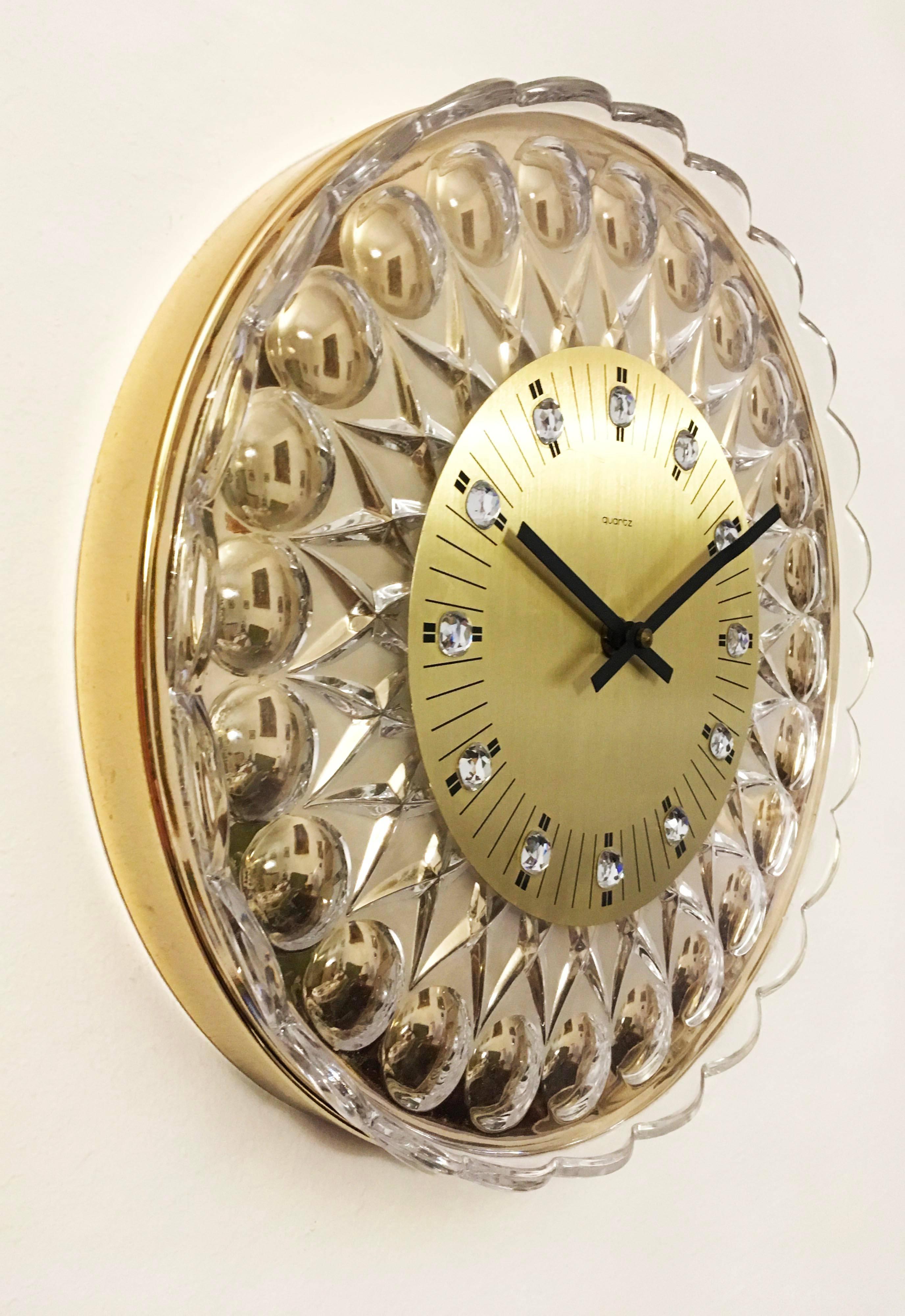 German Glass Crystal Wall Clock 