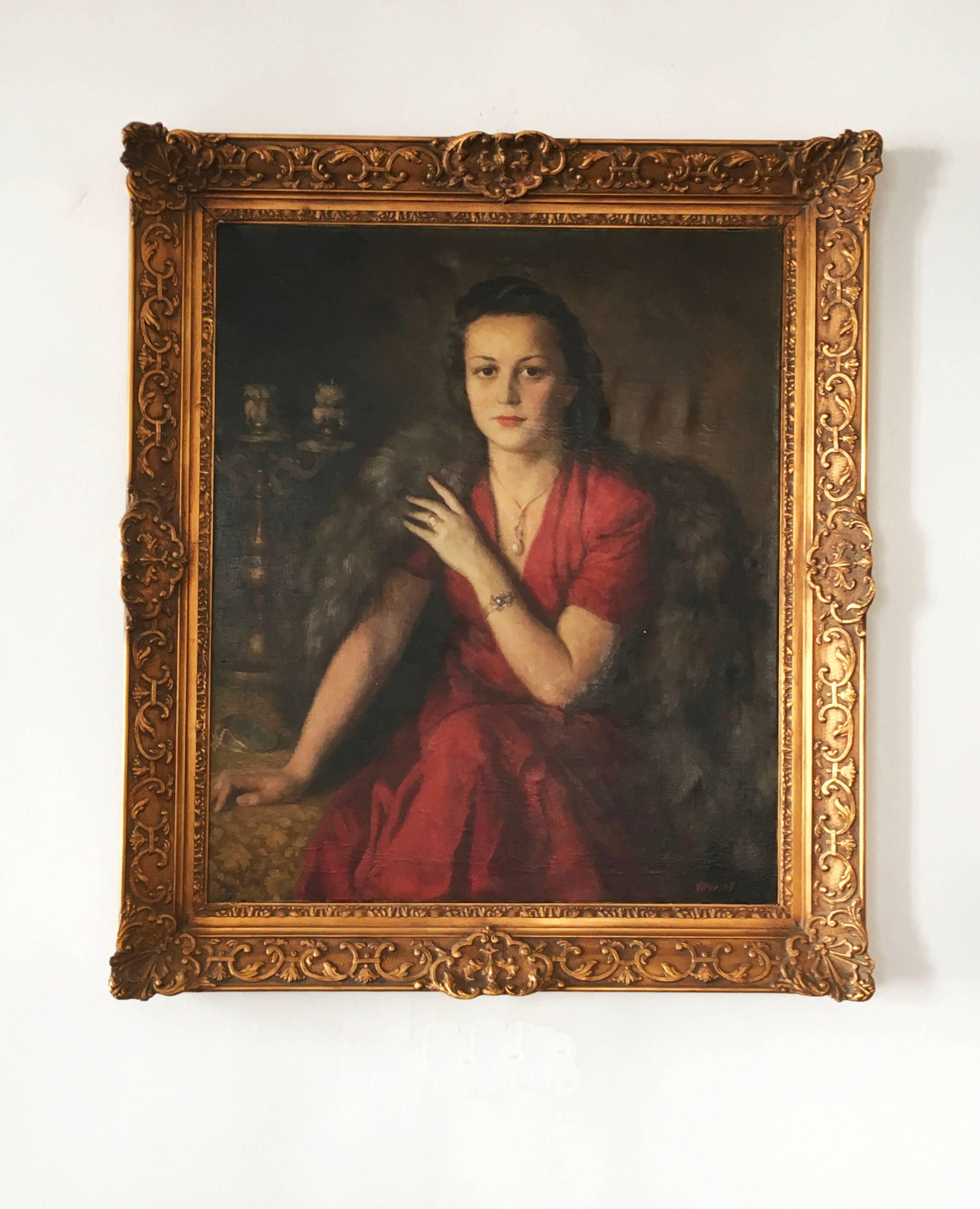 Oil on canvas, wooden frame form about 1938-1939.
Good original condition.
Dimensions painting only:  95x79cm