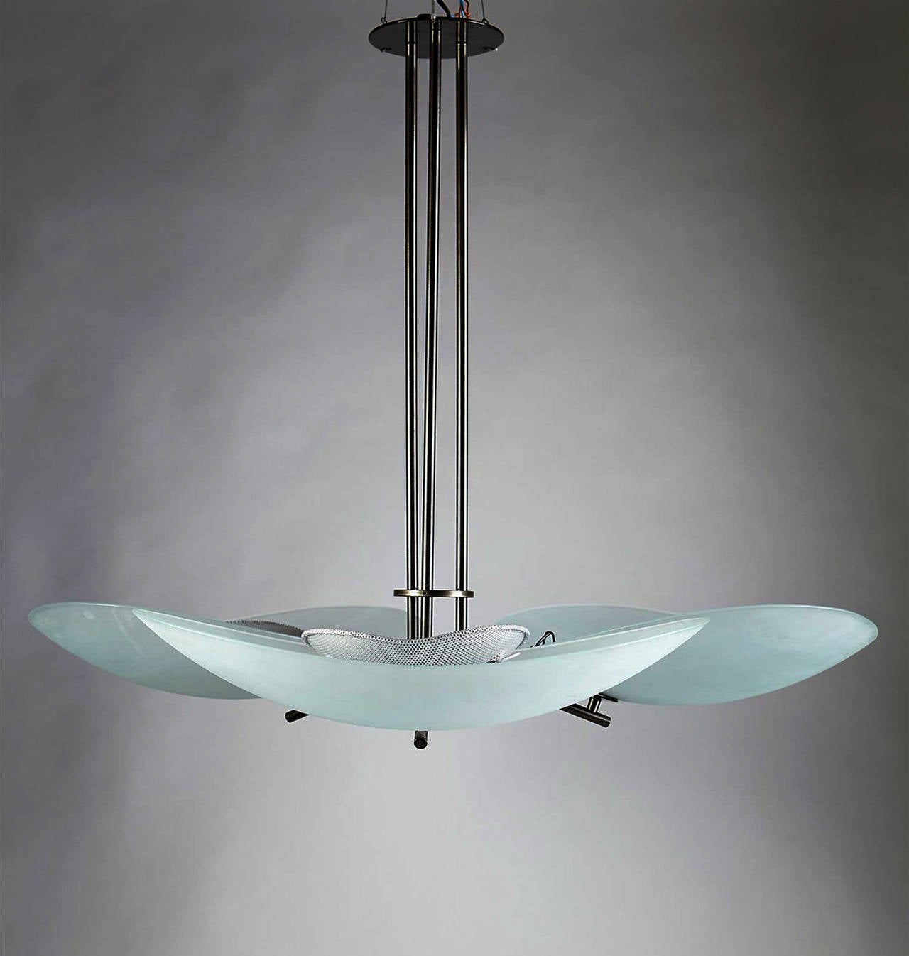 Lacquered steel and matt glass. Designed by Ernesto Gismondi for Artemide in the early 1980s.
Measures: H 79 cm/ 31''
D 90 cm/ 35 1/2''
Two pieces available.