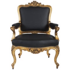 Rococo Style Upholstered Open Armchair