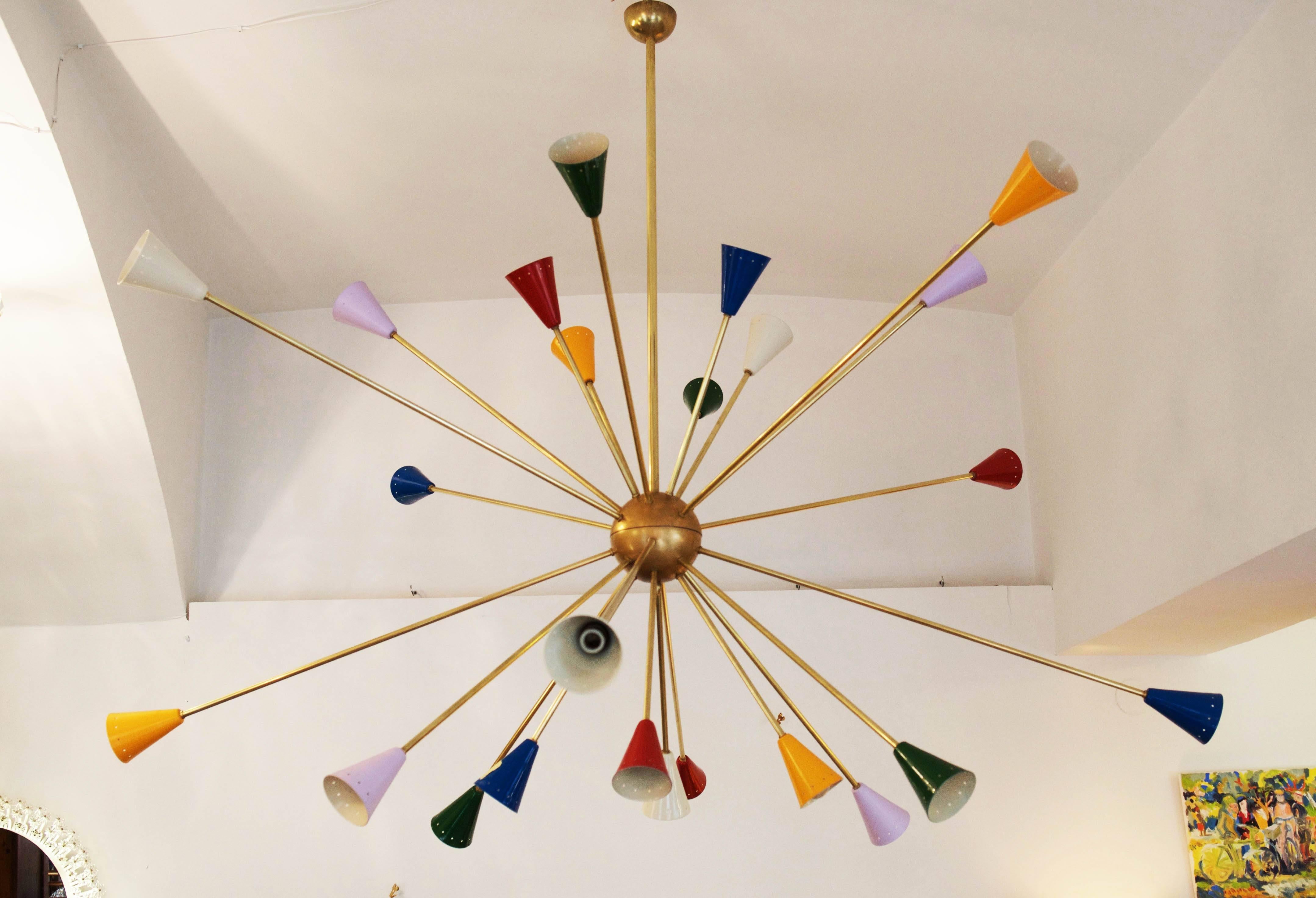 Huge Midcentury Sputnik Chandelier in the Style of Stilnovo In Good Condition For Sale In Vienna, AT