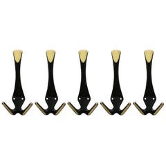 Brass Wall Hooks Attributed to Carl Auböck